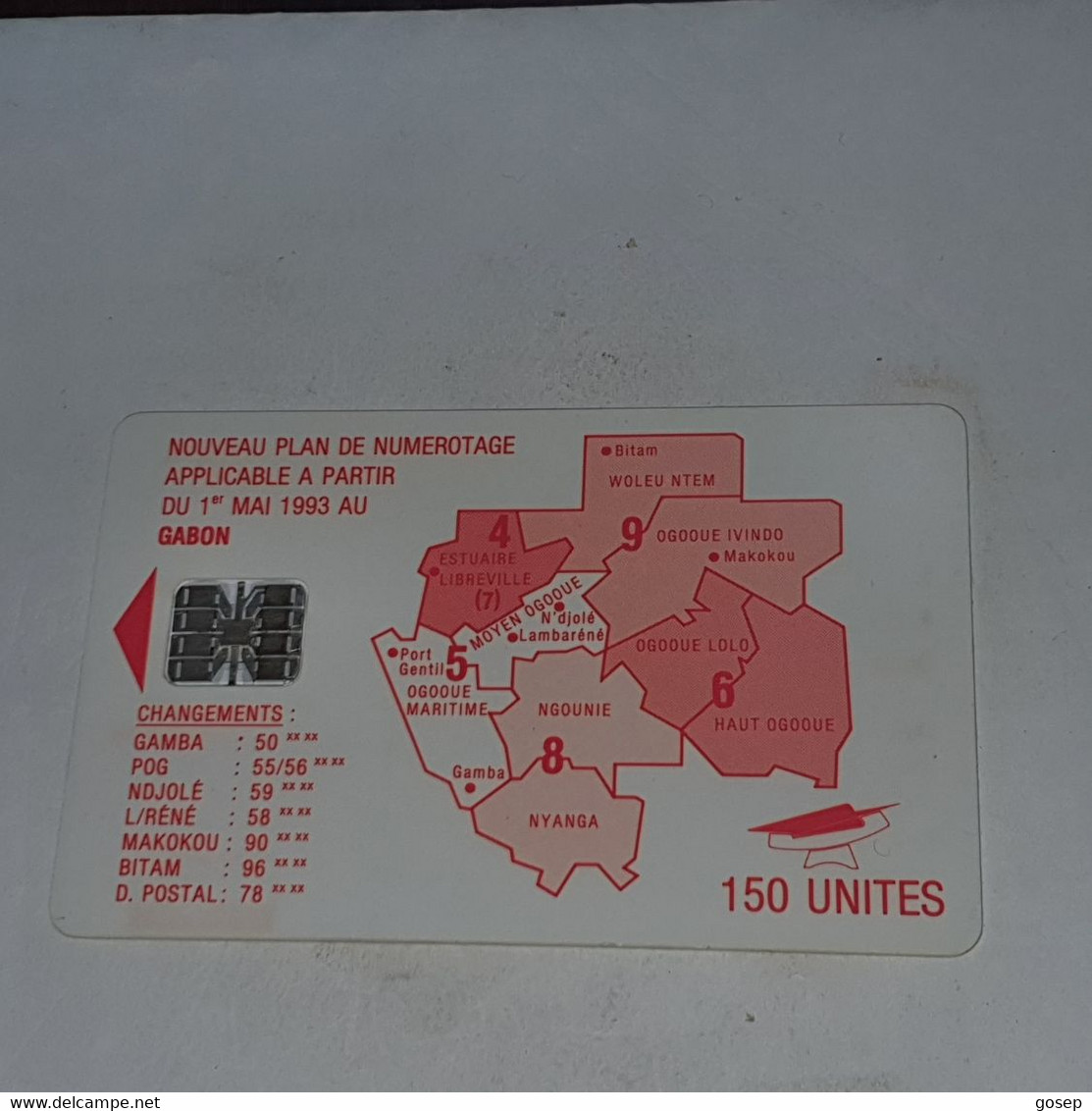 Gabon-(GAB-30A)-map Of Gabon-red-(12)-(150units)-(C35141526)-used Card+1card Prepiad/gift Free - Gabon