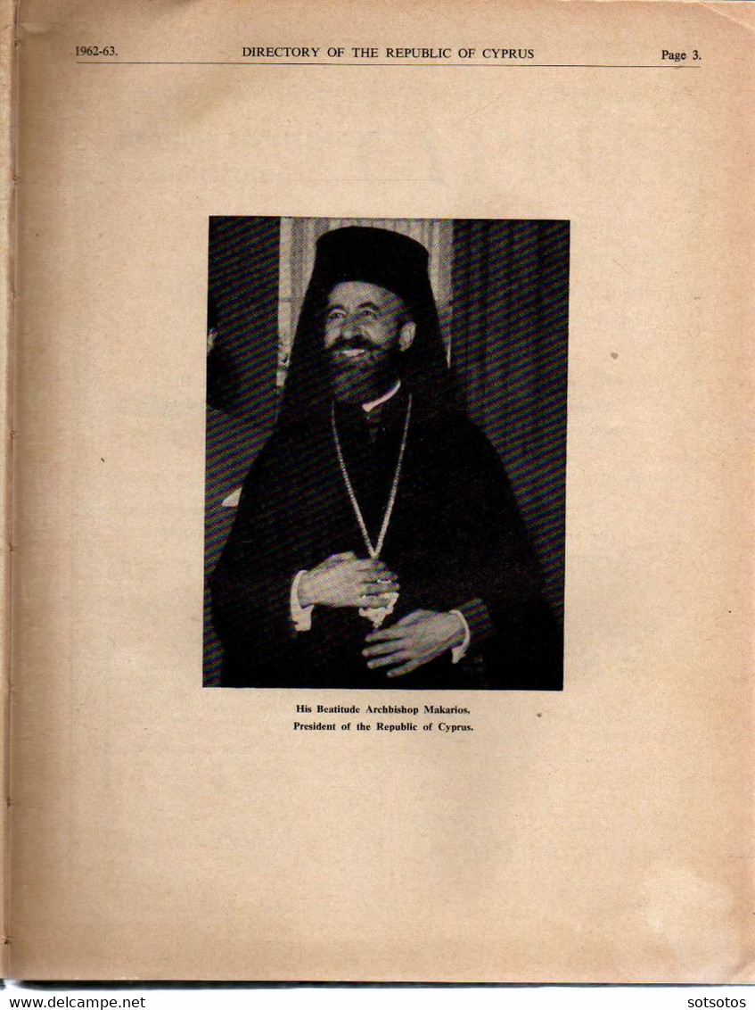 Directory Of The Republic Of Cyprus 1962-63, Including Trade Index And Biographical Section - Published By The Diplomati - Europe