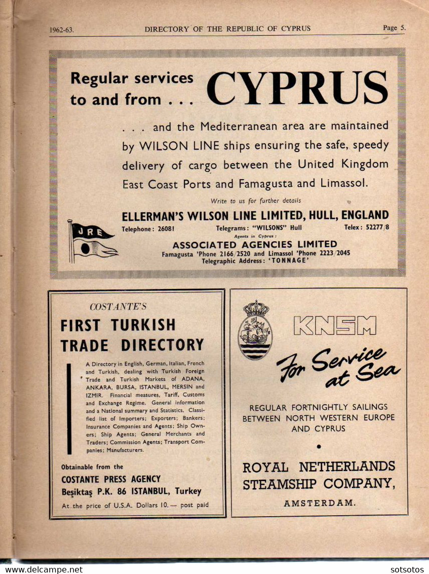 Directory of the Republic of Cyprus 1962-63, including Trade Index and Biographical Section - published by The Diplomati