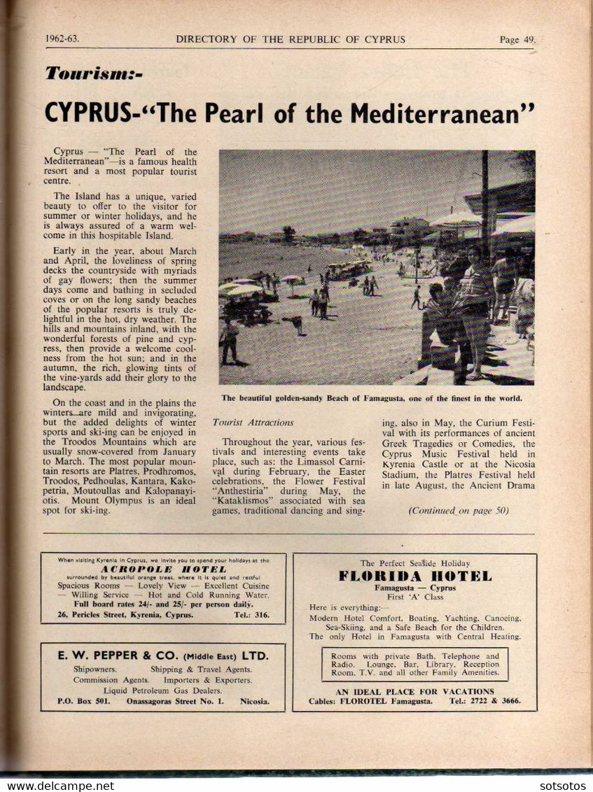 Directory of the Republic of Cyprus 1962-63, including Trade Index and Biographical Section - published by The Diplomati