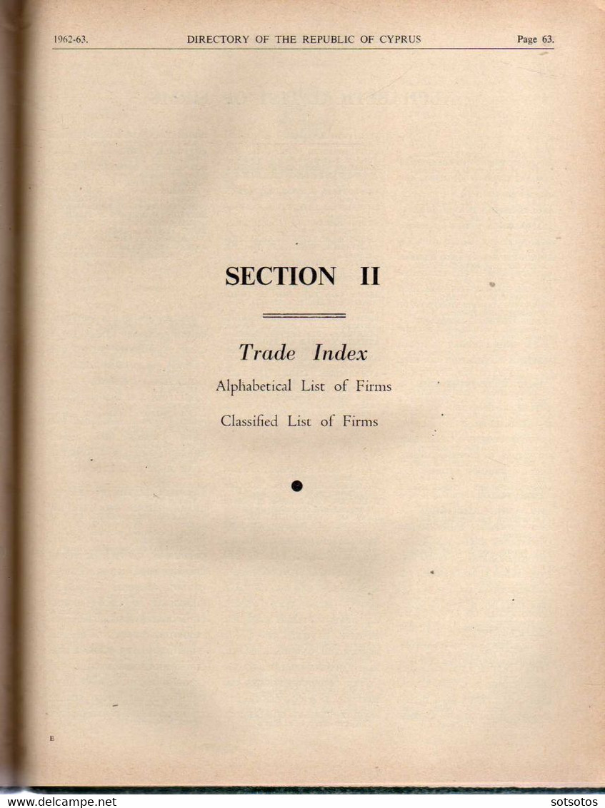 Directory of the Republic of Cyprus 1962-63, including Trade Index and Biographical Section - published by The Diplomati