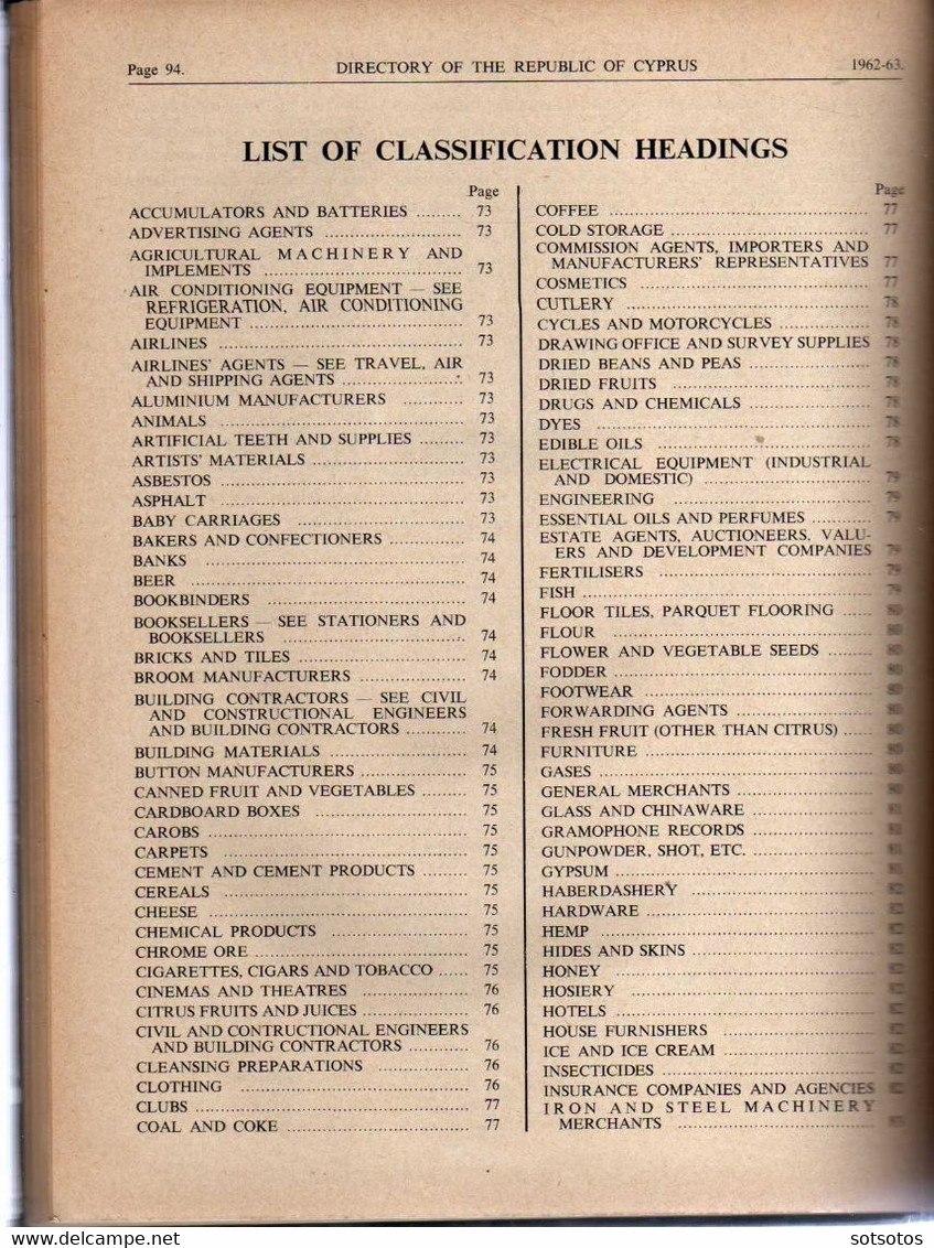 Directory of the Republic of Cyprus 1962-63, including Trade Index and Biographical Section - published by The Diplomati