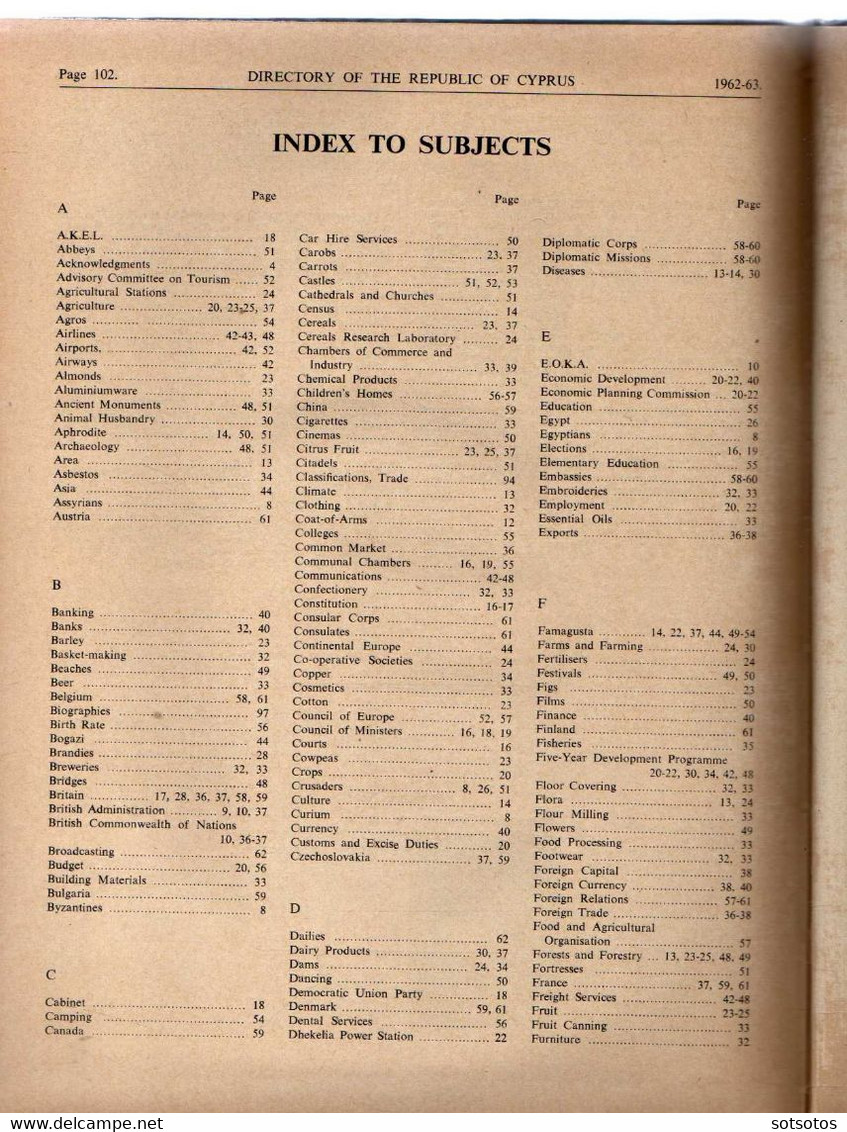 Directory of the Republic of Cyprus 1962-63, including Trade Index and Biographical Section - published by The Diplomati