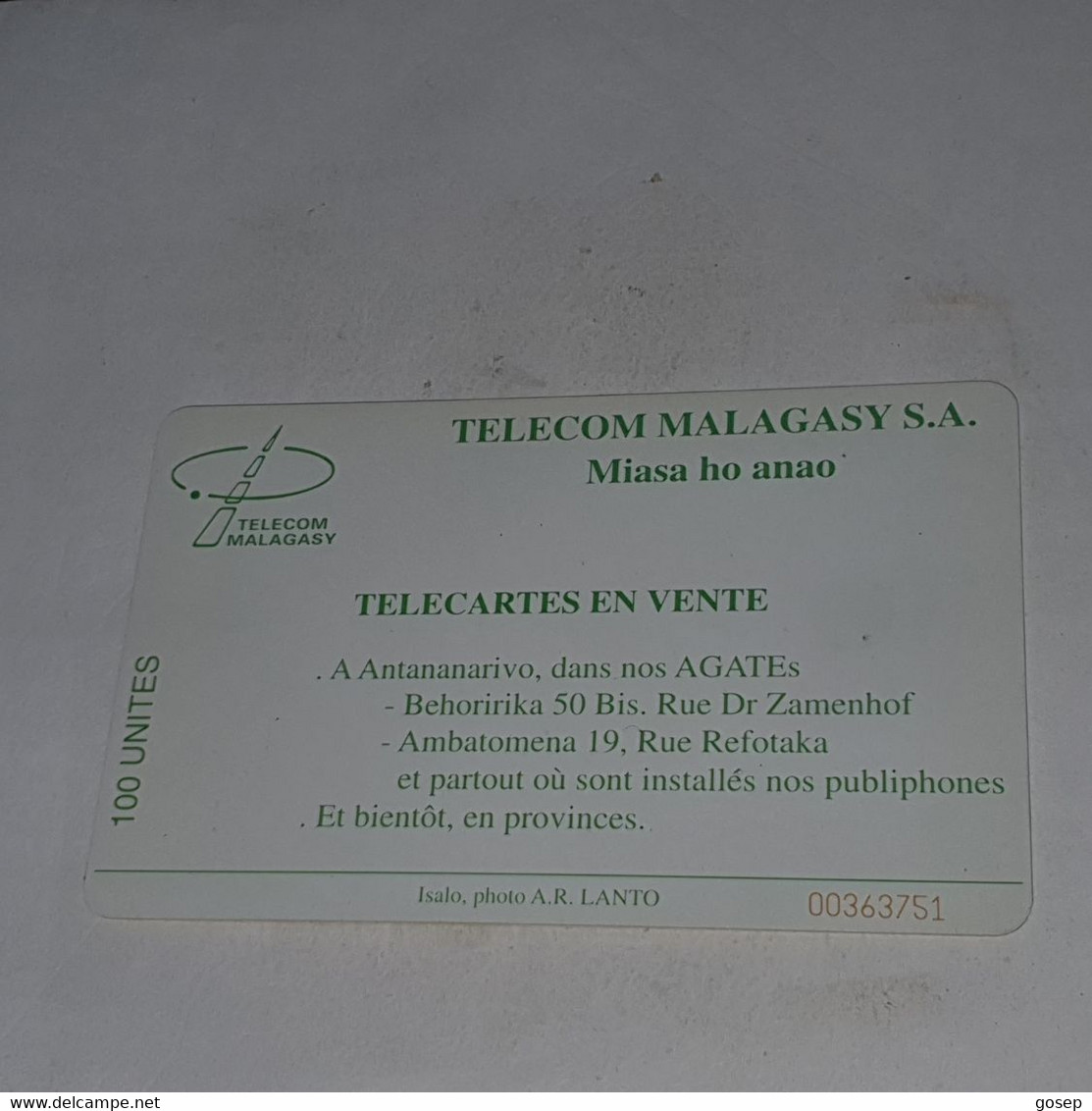 Madagascar-(MDG-09A)-lsalo(reverseB-(16)-(100units)-(00363751)-used Card+1card Prepiad,free - Madagaskar