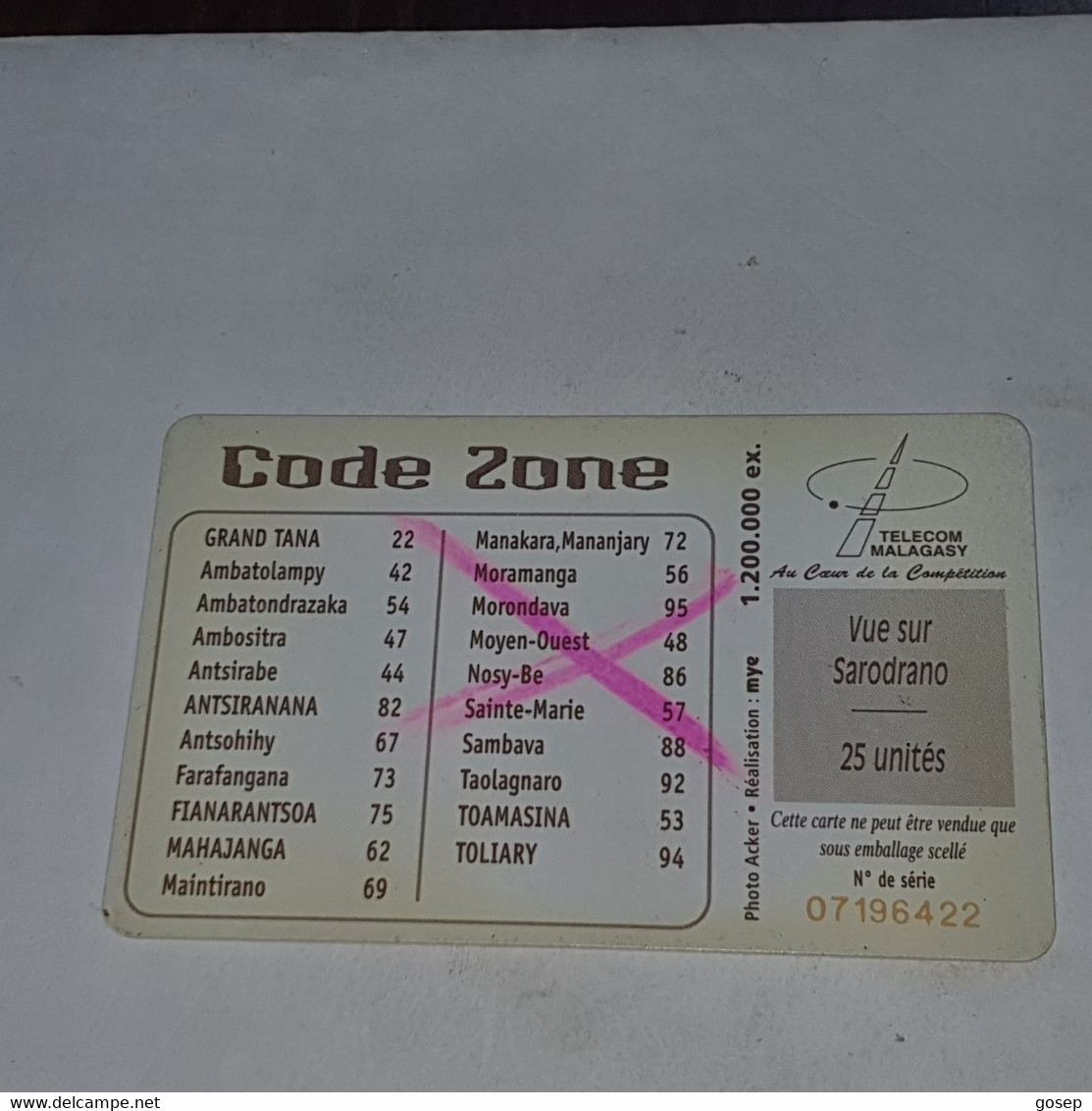 Madagascar-(MDG-48/1)-vue Sur Sarodrano-(20)-(25units)-(07196422)-used Card+1card Prepiad,free - Madagascar