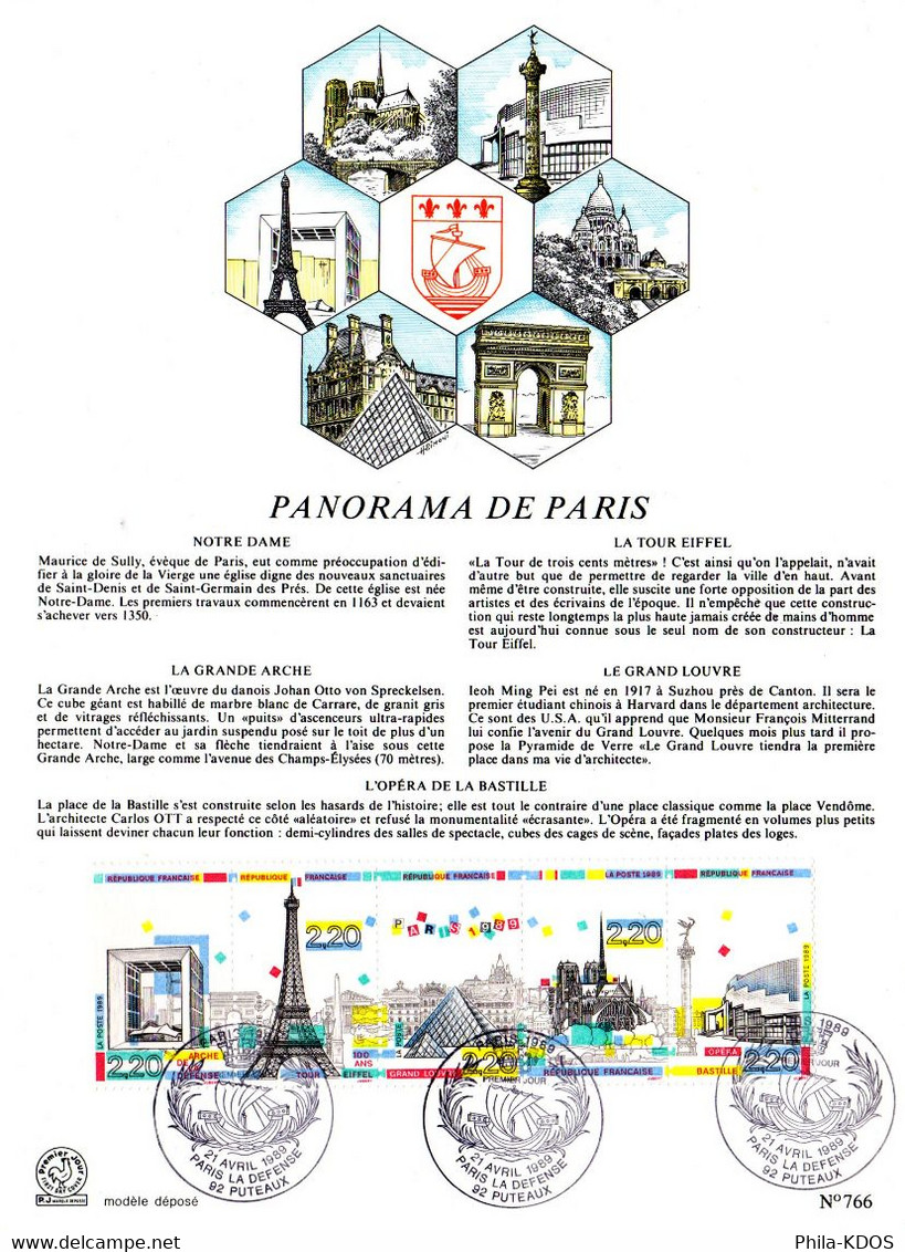 &#128509; " PANORAMA DE PARIS NOTRE DAME TOUR EIFFEL " Sur Encart 1er Jour. N° YT BC2583A. Parf  état. FDC - Monumenti