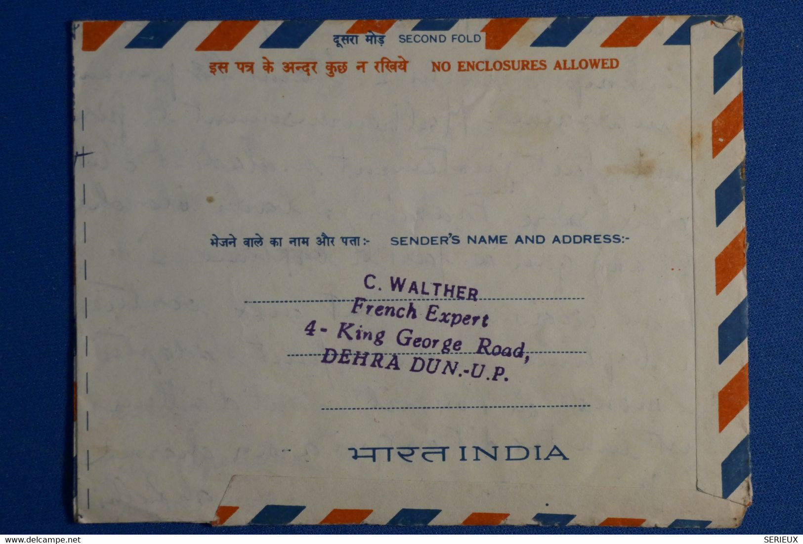 C INDIA BELLE LETTRE AEROGRAMME 1989 DEHRA DUN POUR LA FRANCE+ AFFRANCH INTERESSANT - Briefe U. Dokumente