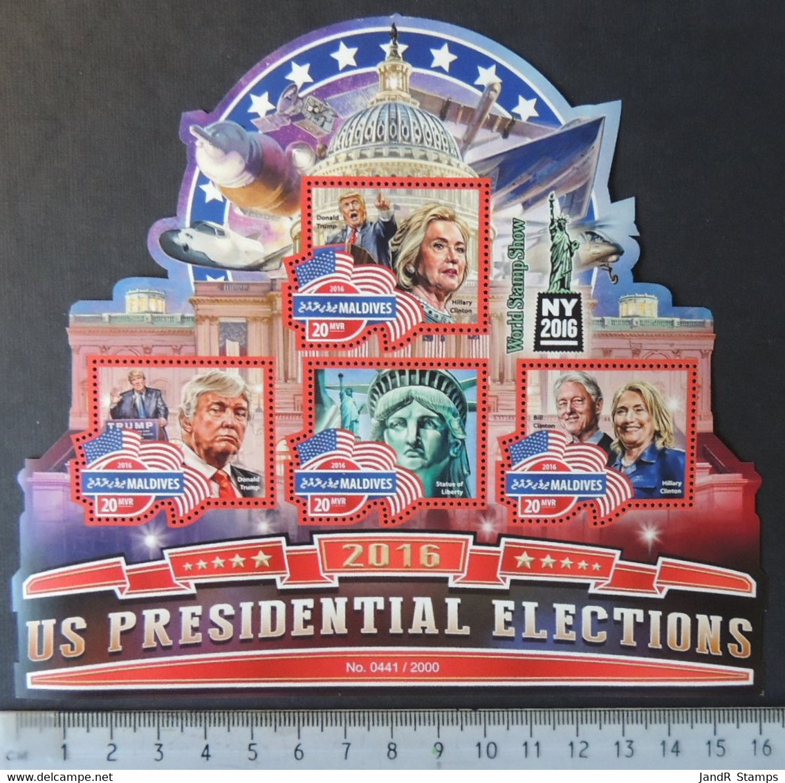 Maldives 2016 Us Presidential Elections Donald Trump Bill Hillary Clinton Americana M/sheet Mnh - Maldives (1965-...)