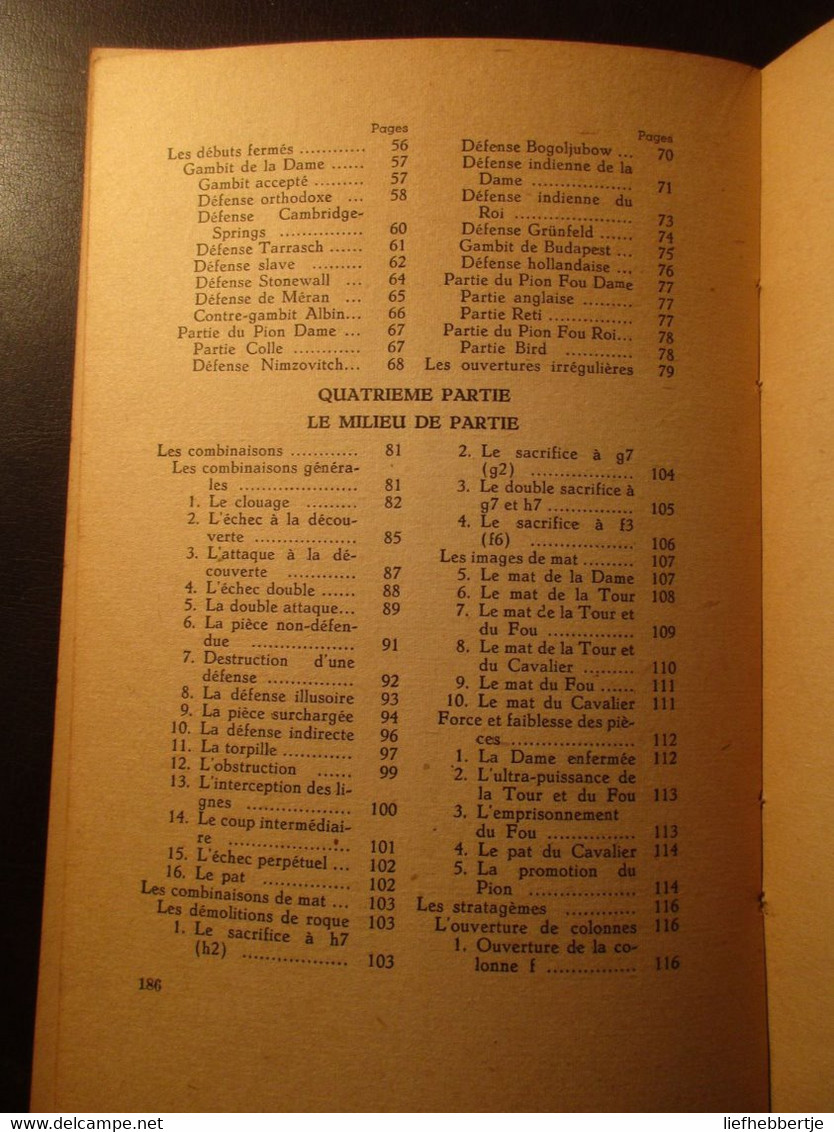 Le Jeu D'échecs - Manuel Du Débutant - Par M. Defosse Et F. Van Seters - 1944 - Antiguos