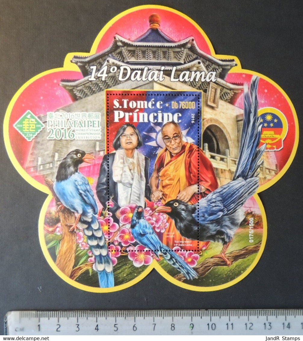 St Thomas 2016 14th Dalai Lama Religion Philataipei Stamp Exhibition  Souvenir Sheet Mnh - Feuilles Complètes Et Multiples