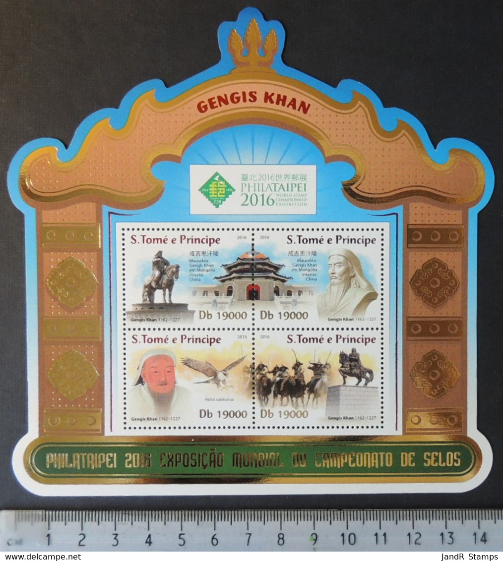 St Thomas 2016 Gengis Khan Philataipei Stamp Exhibition M/sheet Mnh - Feuilles Complètes Et Multiples