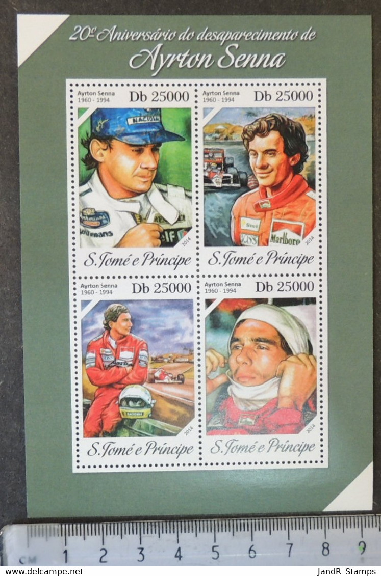 St Thomas 2014 Formula 1 Ayrton Senna Sport M/sheet Mnh - Feuilles Complètes Et Multiples