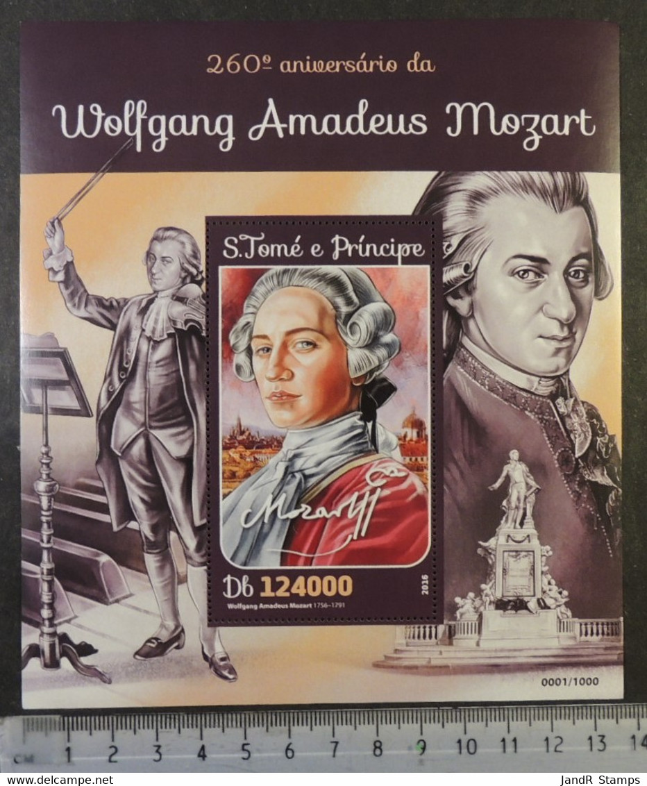 St Thomas 2016 Wolfgang Amadeus Mozart Classical Music Composers S/sheet Mnh - Feuilles Complètes Et Multiples