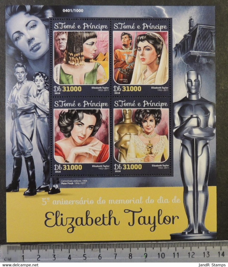 St Thomas 2016 Elizabeth Taylor Actress Cinema Women M/sheet Mnh - Full Sheets & Multiples