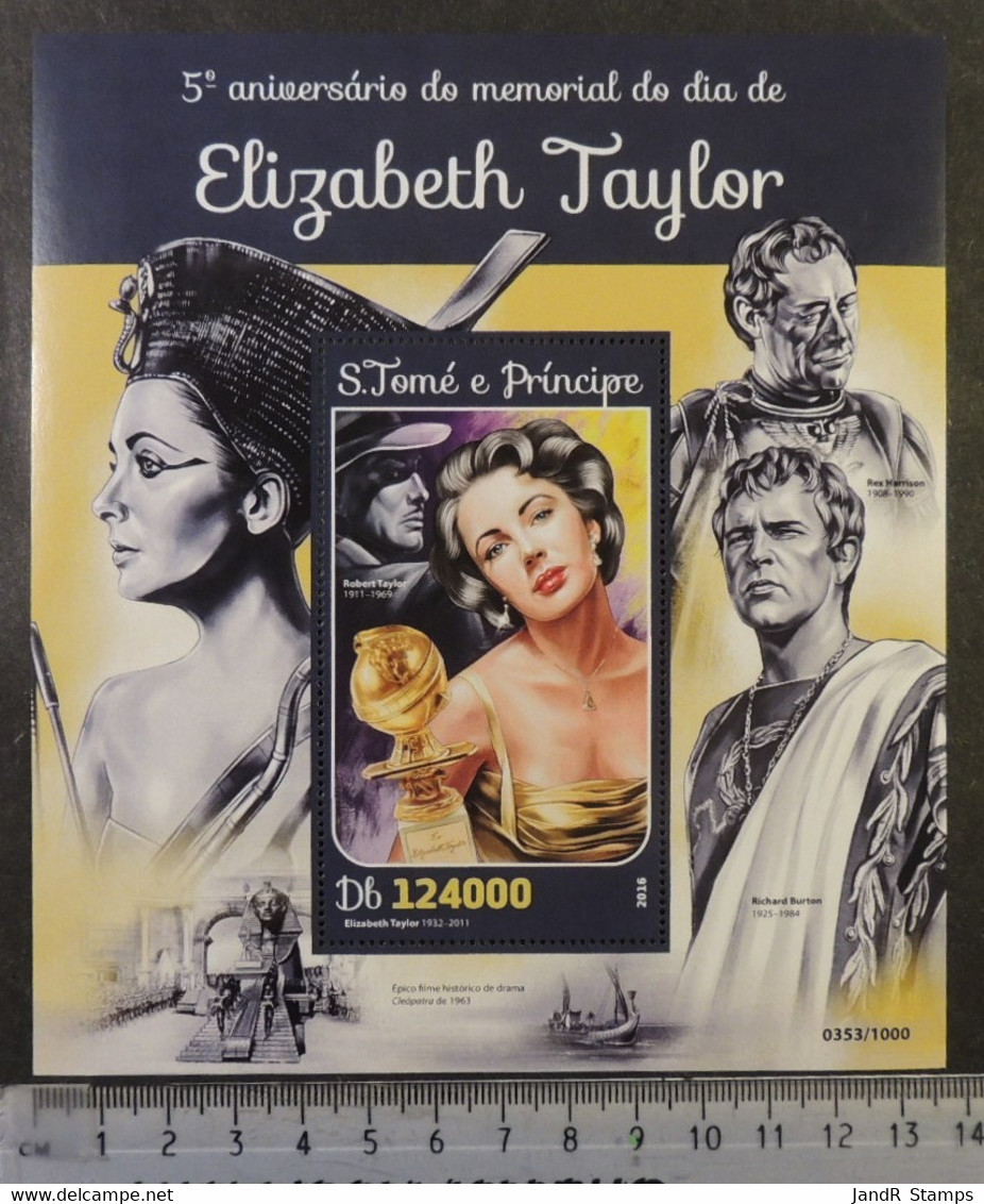 St Thomas 2016 Elizabeth Taylor Actress Cinema Women Rex Harrin Richard Burton S/sheet Mnh - Feuilles Complètes Et Multiples