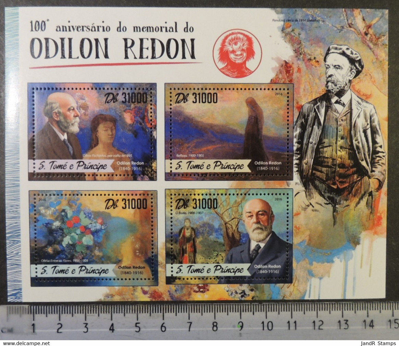 St Thomas 2016 Art Odilon Redon M/sheet Mnh - Full Sheets & Multiples