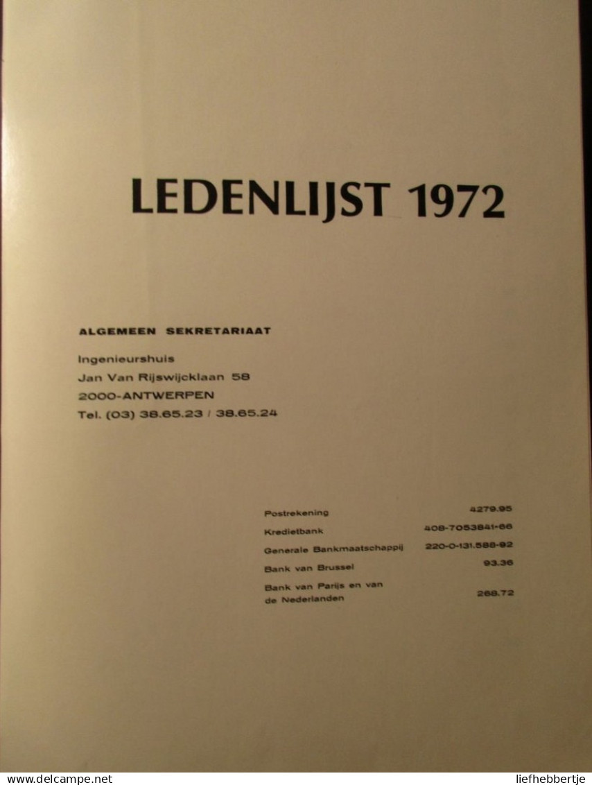 Koninklijke Vlaamse Ingenieursvereniging - Ledenlijst 1972 - Jaarboek Annuaire - Vecchi