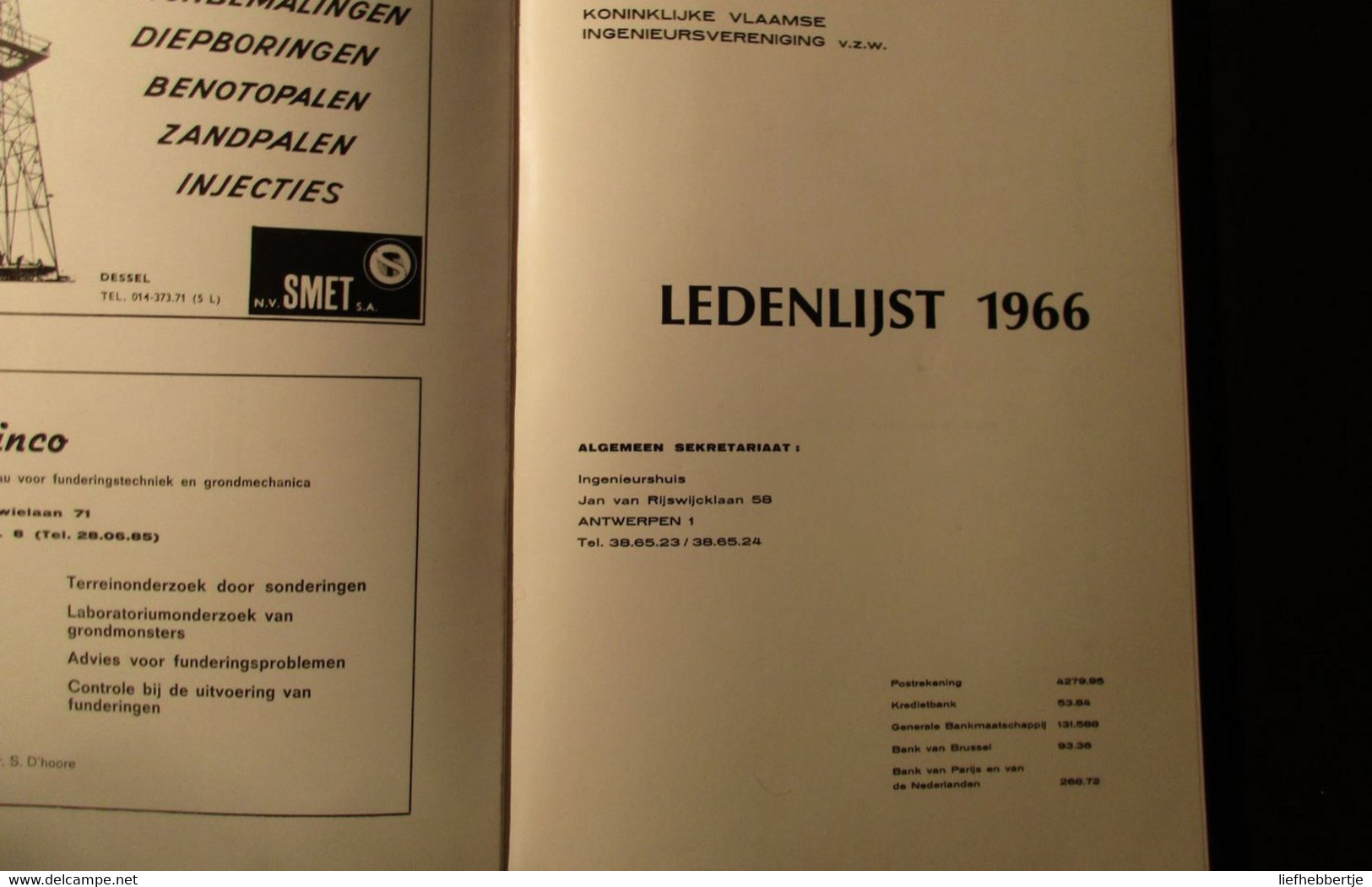 Koninklijke Vlaamse Ingenieursvereniging - Ledenlijst 1966 - Jaarboek Annuaire - Vecchi