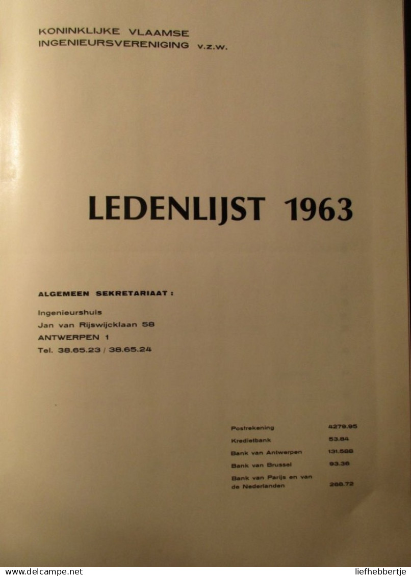 Koninklijke Vlaamse Ingenieursvereniging - Ledenlijst 1963 - Jaarboek Annuaire - Antiquariat