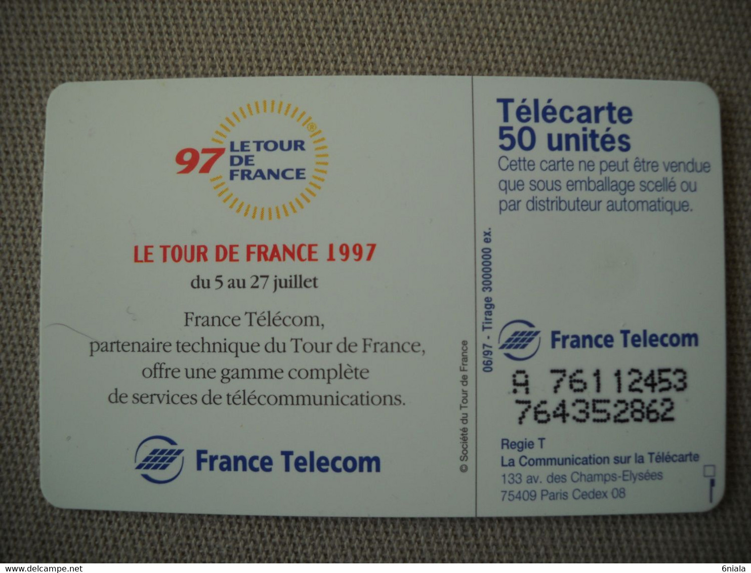 6939 Télécarte  Collection Cyclisme Tour De FRANCE 1997  Vélo   (scans Recto Verso) 50 U - Sport