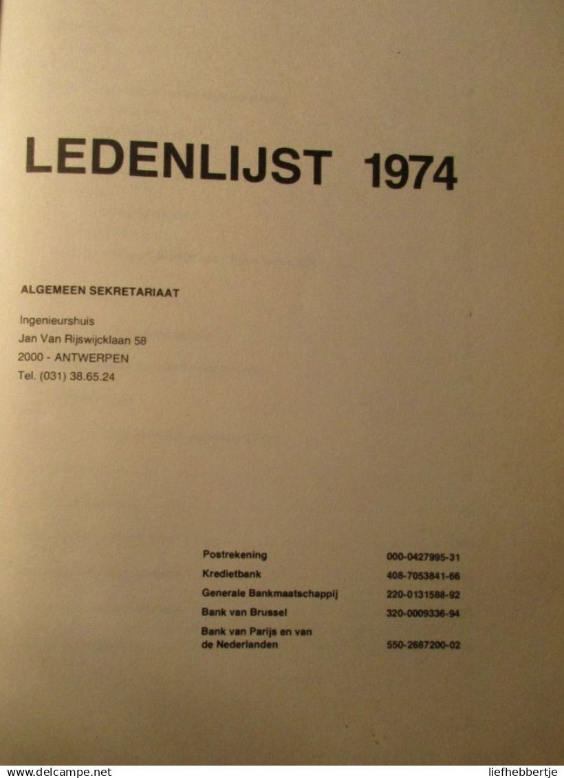 Koninklijke Vlaamse Ingenieursvereniging - Ledenlijst 1974 - Jaarboek Annuaire - Antique