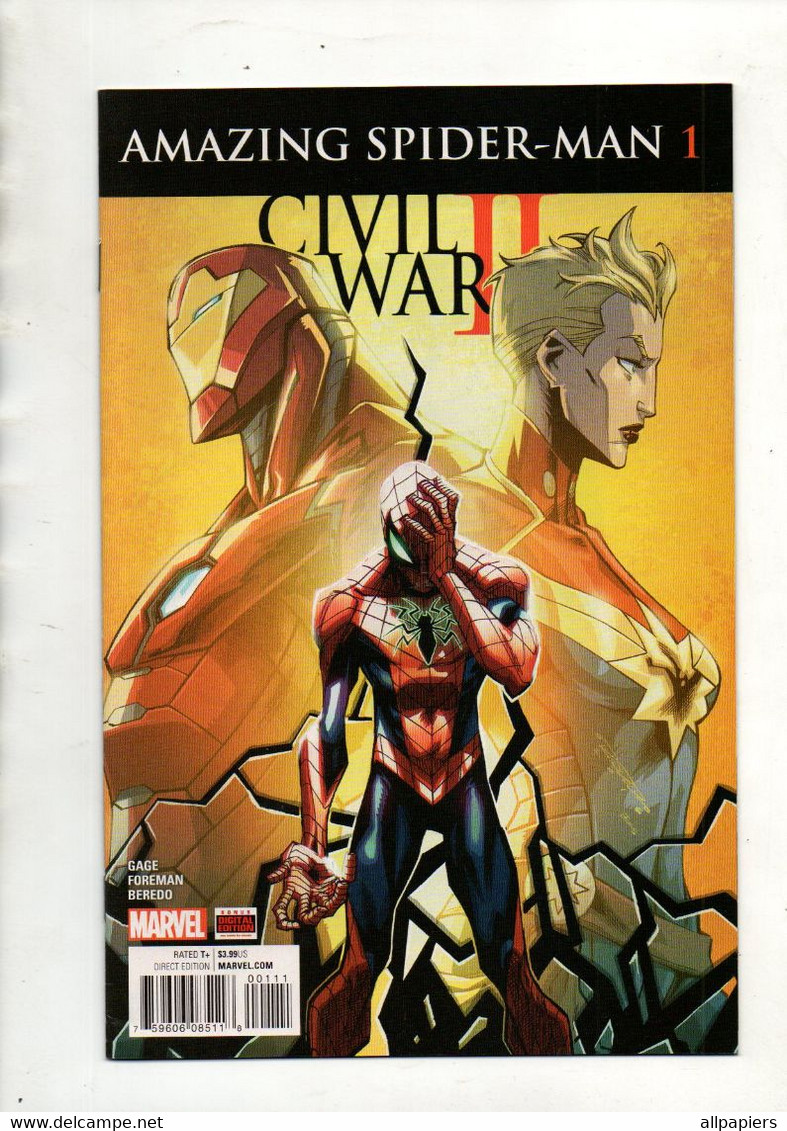 Comics V.O Amazing Spider-Man 1 Civil War II éditions Marvel De 2016 - Altri & Non Classificati