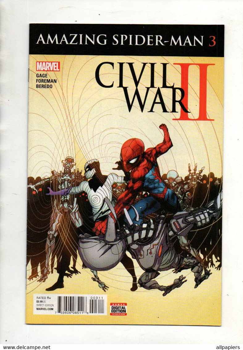 Comics V.O Amazing Spider-Man 3 Civil War II éditions Marvel De 2016 - Andere & Zonder Classificatie