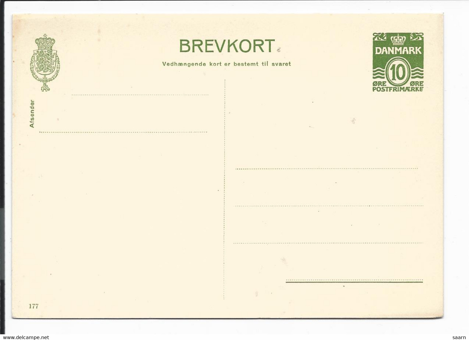 Dänemark P 123 ** -  10 Öre Ziffer Doppelkarte DV '177' - Postal Stationery