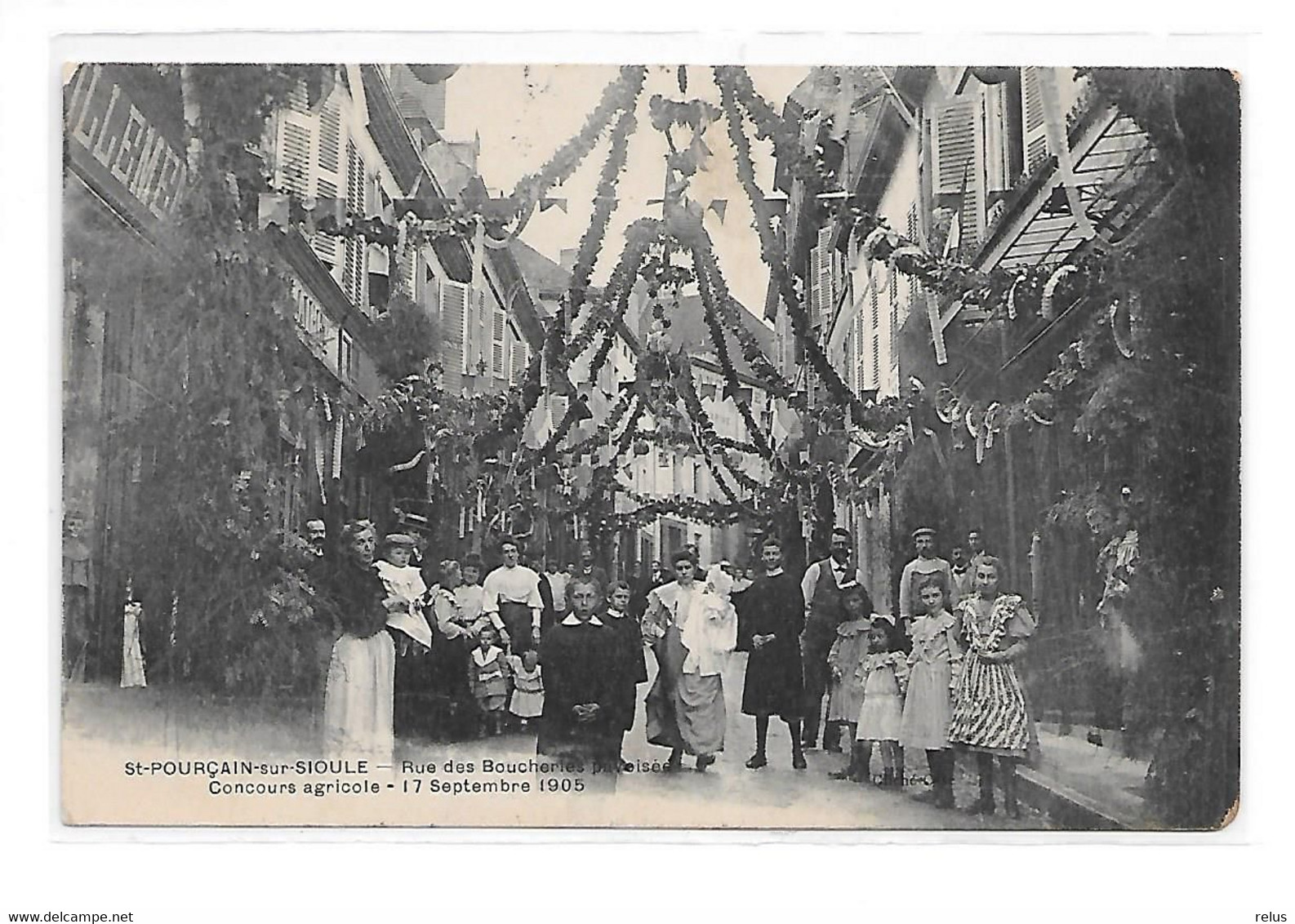 DEP. 03 ST-POURCAIN-SUR-SIOULE - RUE DES BOUCHERIES PAVOISEES - CONCOURS AGRICOLE - 17 SEPTEMBRE 1905 - Otros & Sin Clasificación