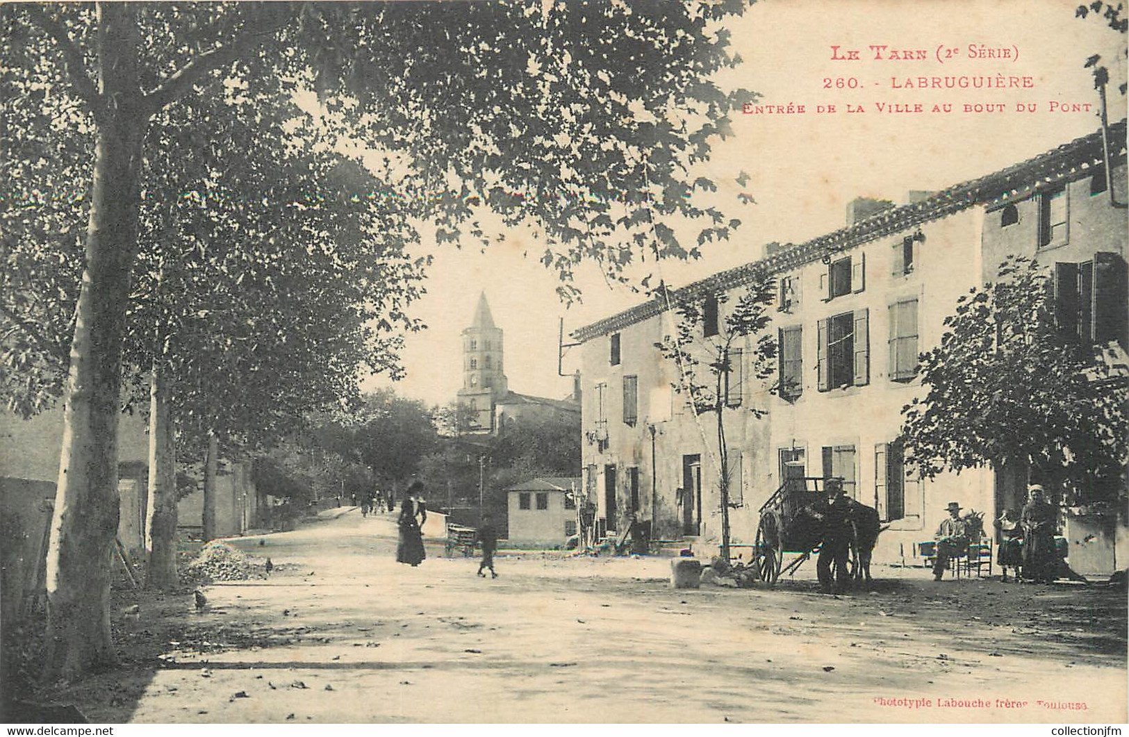 / CPA FRANCE 81 "Labrugière, Entrée De La Ville Au Bout Du Pont" - Labruguière