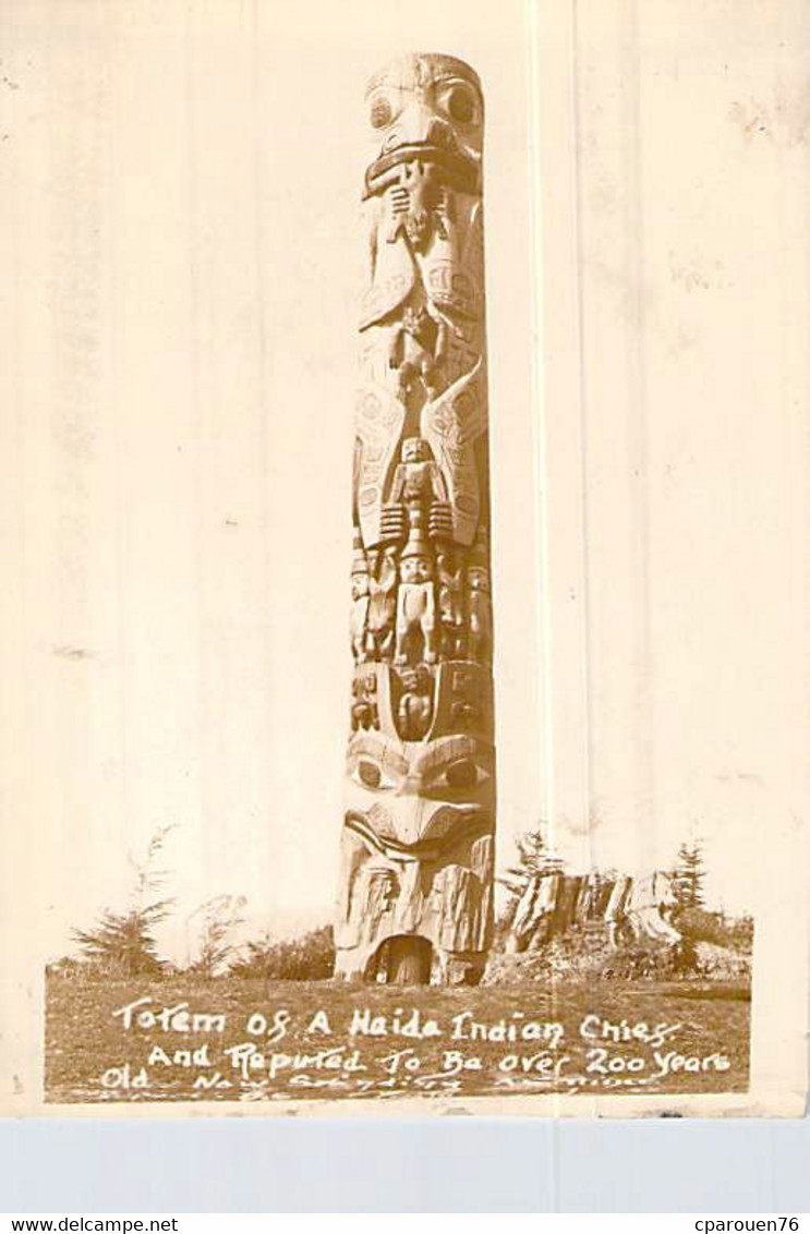 Carte Photo Cpa Amérique > Canada > Colombie Britannique >Prince Rupert  Totem Indien - Prince Rupert