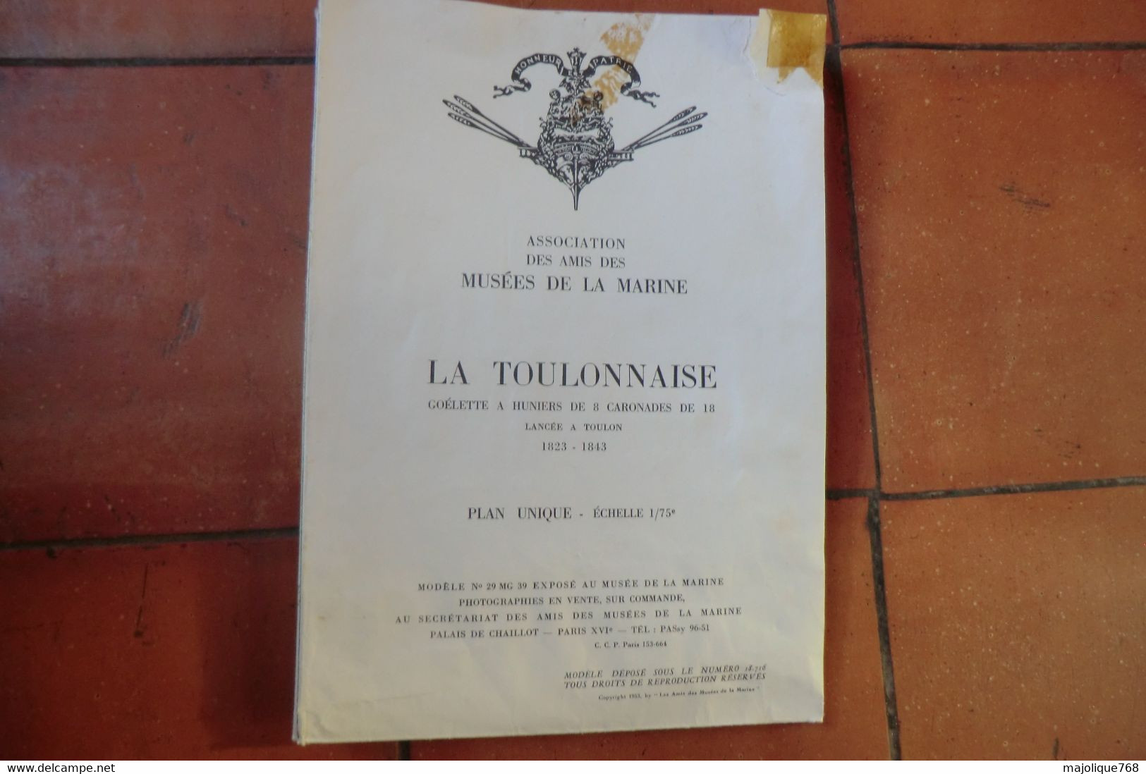 2 Plans Maquette La Toulonnaise Goélette à Huniers De 8 Caronades De 18 - Lancée à Toulon 1823 - 1843 - Other Plans