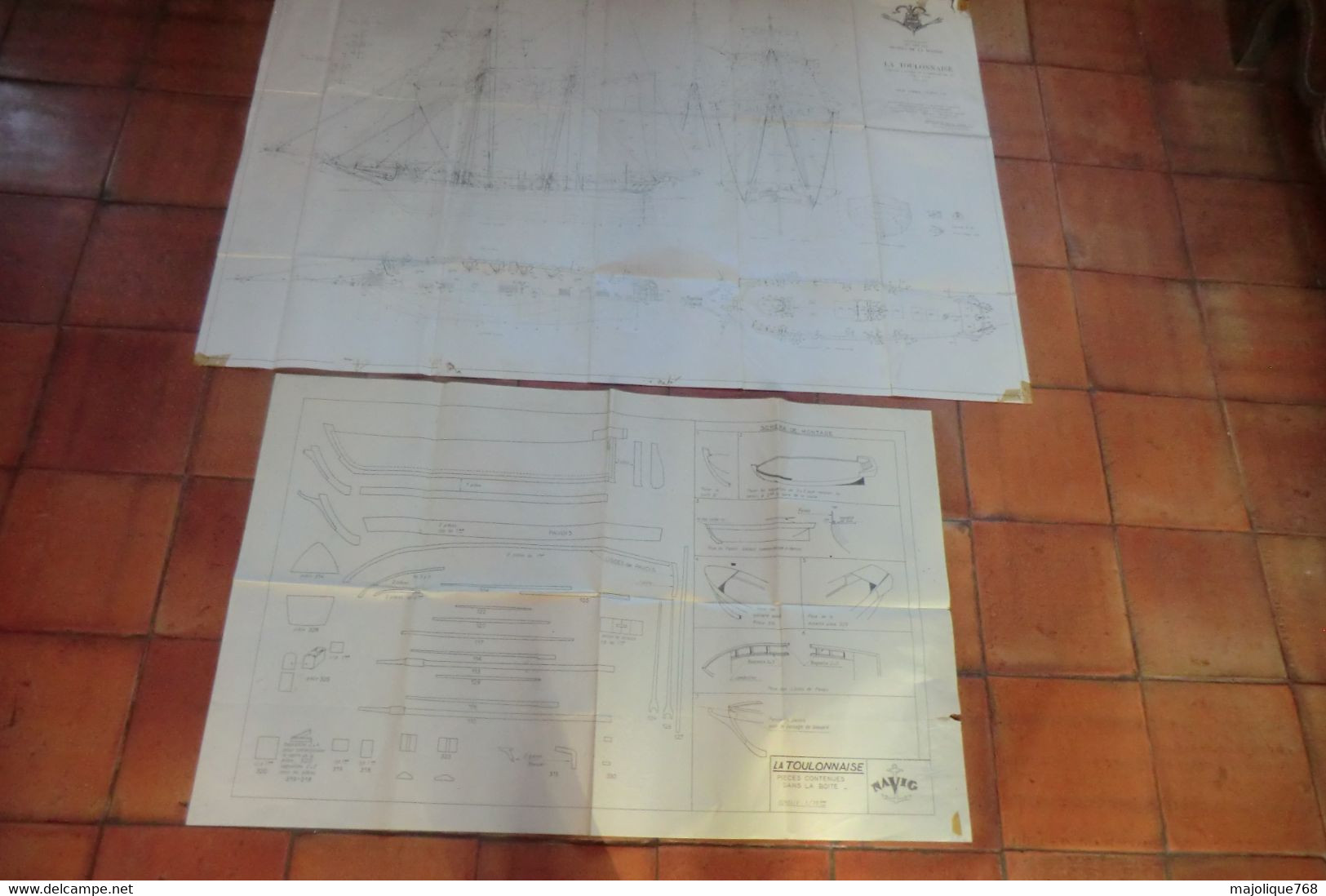 2 Plans Maquette La Toulonnaise Goélette à Huniers De 8 Caronades De 18 - Lancée à Toulon 1823 - 1843 - Other Plans