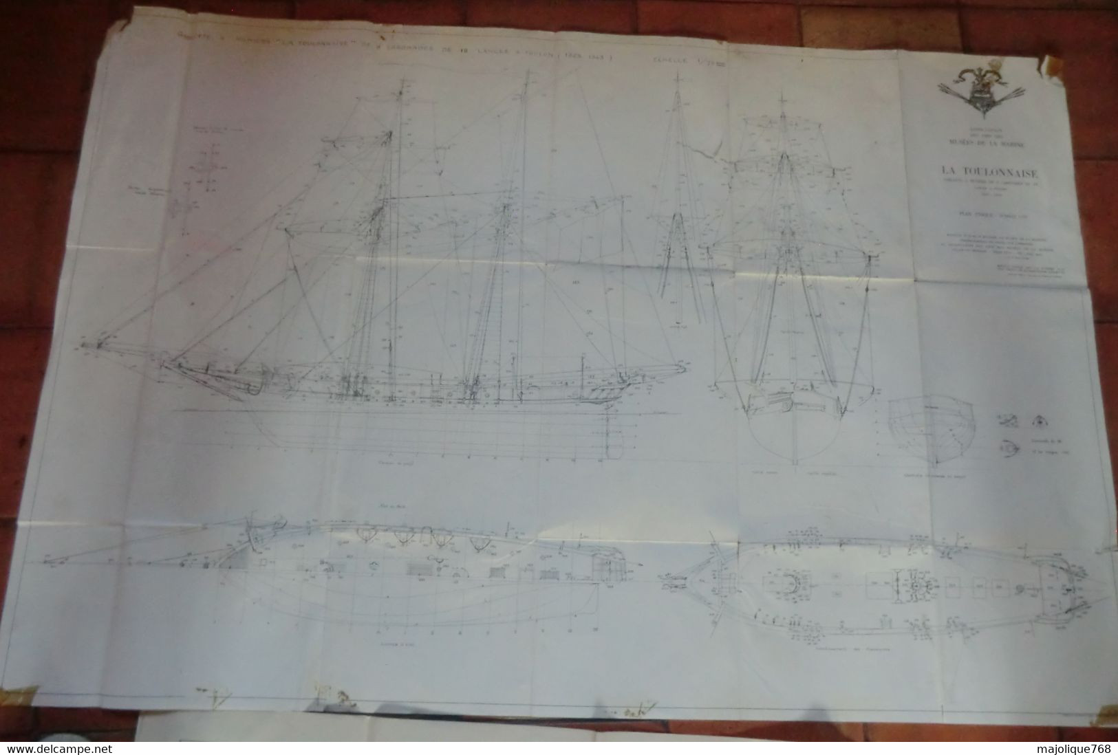 2 Plans Maquette La Toulonnaise Goélette à Huniers De 8 Caronades De 18 - Lancée à Toulon 1823 - 1843 - Other Plans