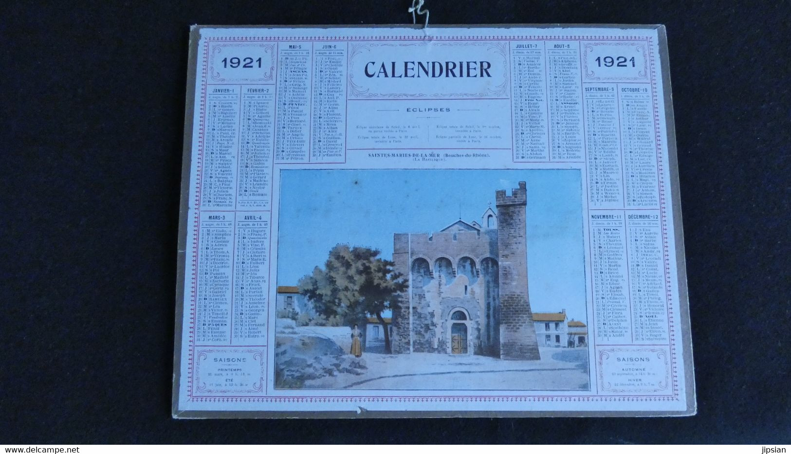 Calendrier Almanach 1921 - Saintes Maries De La Mer Basilique - Heures Marées Port Du Boucau - Bon état Complet- - Big : 1921-40