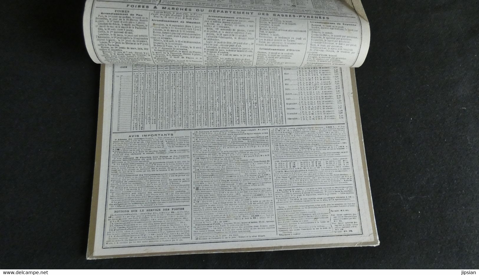 Almanach Des Postes Et Télégraphes 1919 - L' Abreuvoir Au Front  - Bon état Complet- Calendrier - Grossformat : 1901-20