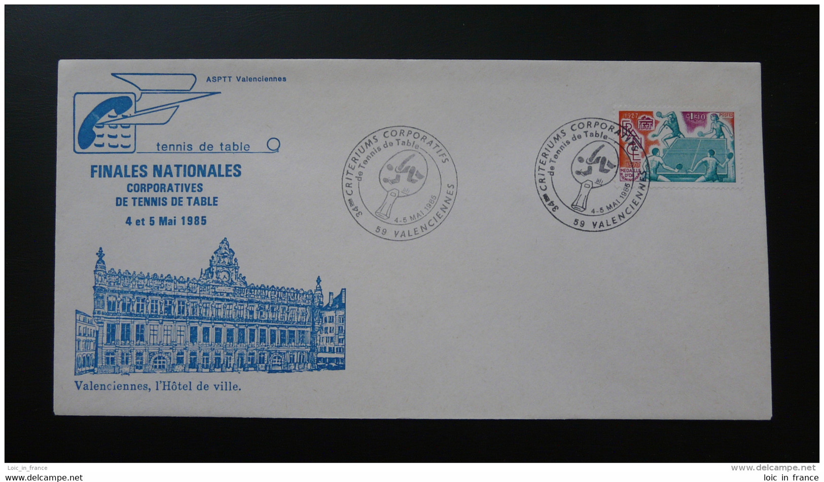 Lettre Cover Tennis De Table -table Tennis - Valenciennes Nord 1985 - Tischtennis