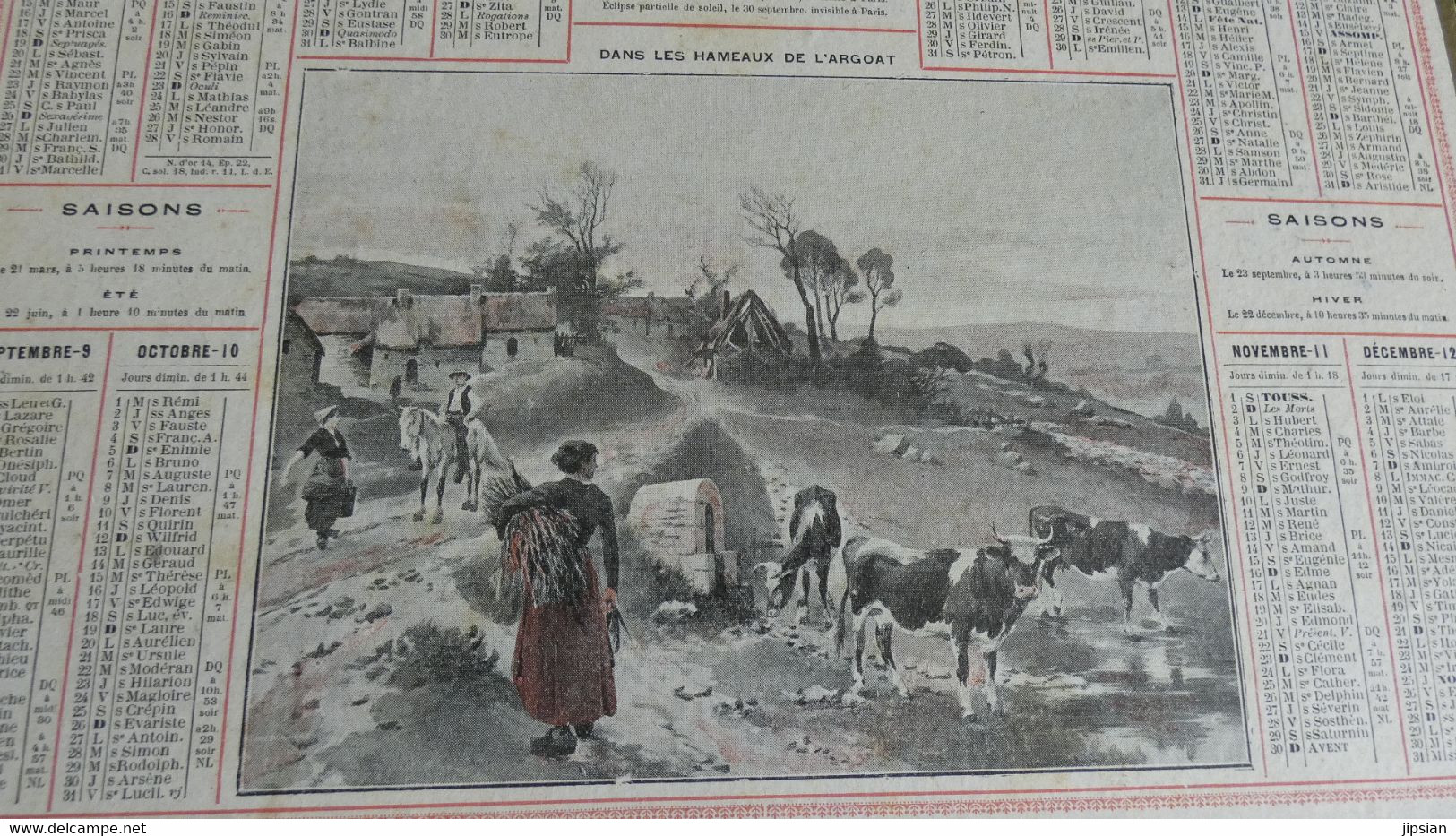 Almanach Des Postes Et Télégraphes 1913 - Dans Les Hameaux De L' Argoat  - Bon état Complet- Calendrier - Grand Format : 1901-20