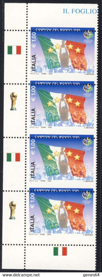 Varieta' Dentellatura Fuori Registro (R2) - Campioni Del Mondo 2006  MNH** (vedi Descrizione) Signed G.Biondi - Errors And Curiosities