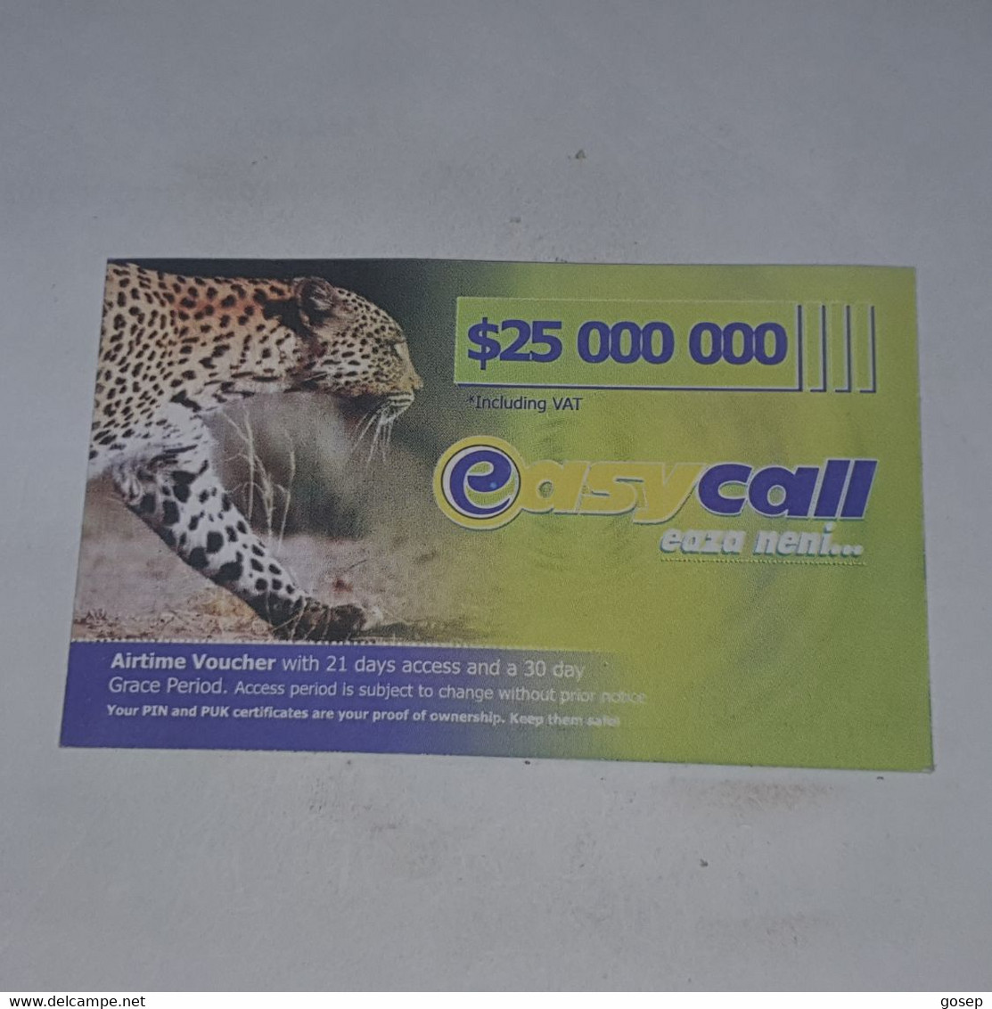 Zimbabwe-(zw-eas-ref-0001/5)-easy Call-(6)-(25.000.000)-(1064-1891-8535-7530)-used Card+1card Free - Zimbabwe