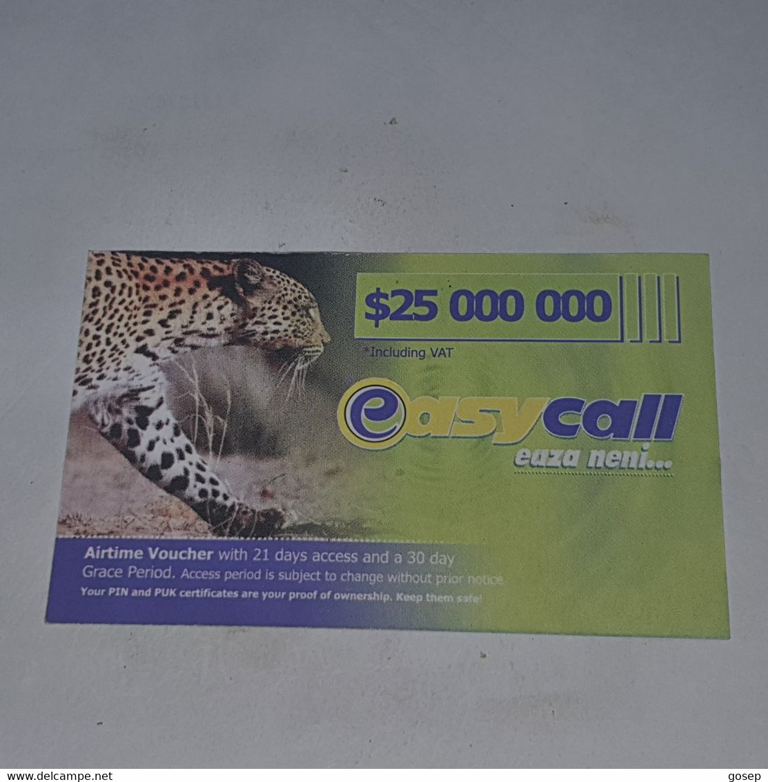 Zimbabwe-(zw-eas-ref-0001/14)-easy Call-(15)-(25.000.000)-(1062-9828-8573-7920)-used Card+1card Free - Zimbabwe