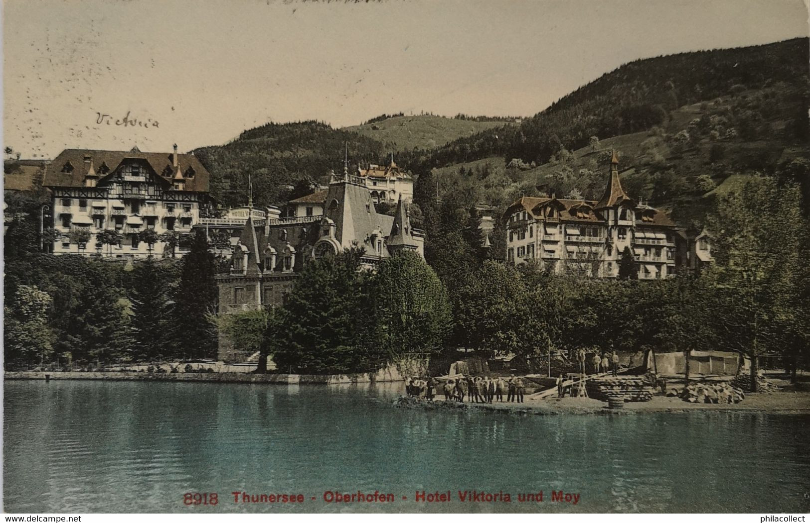 Suisse (BE) Oberhofen Am Thunersee // Hotel Vitoria Und Moy 1911 Met Bahnpost Ambulant Stempel - Oberhofen Am Thunersee