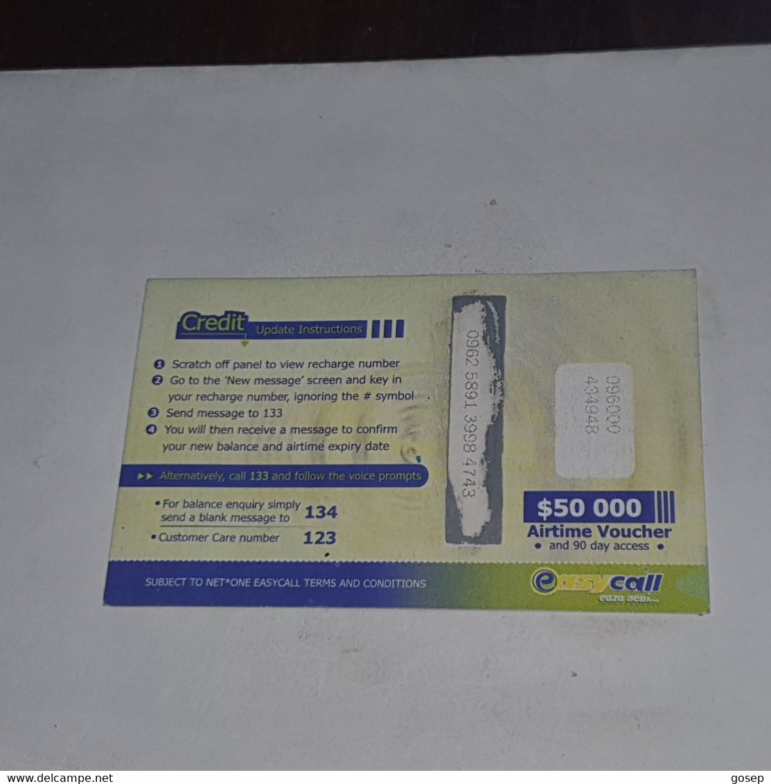 Zimbabwe-(zw-eas-ref-0003)-elephant-(20)-($50.000)-(0962-5891-3998-4743)-used Card+1card Free - Zimbabwe