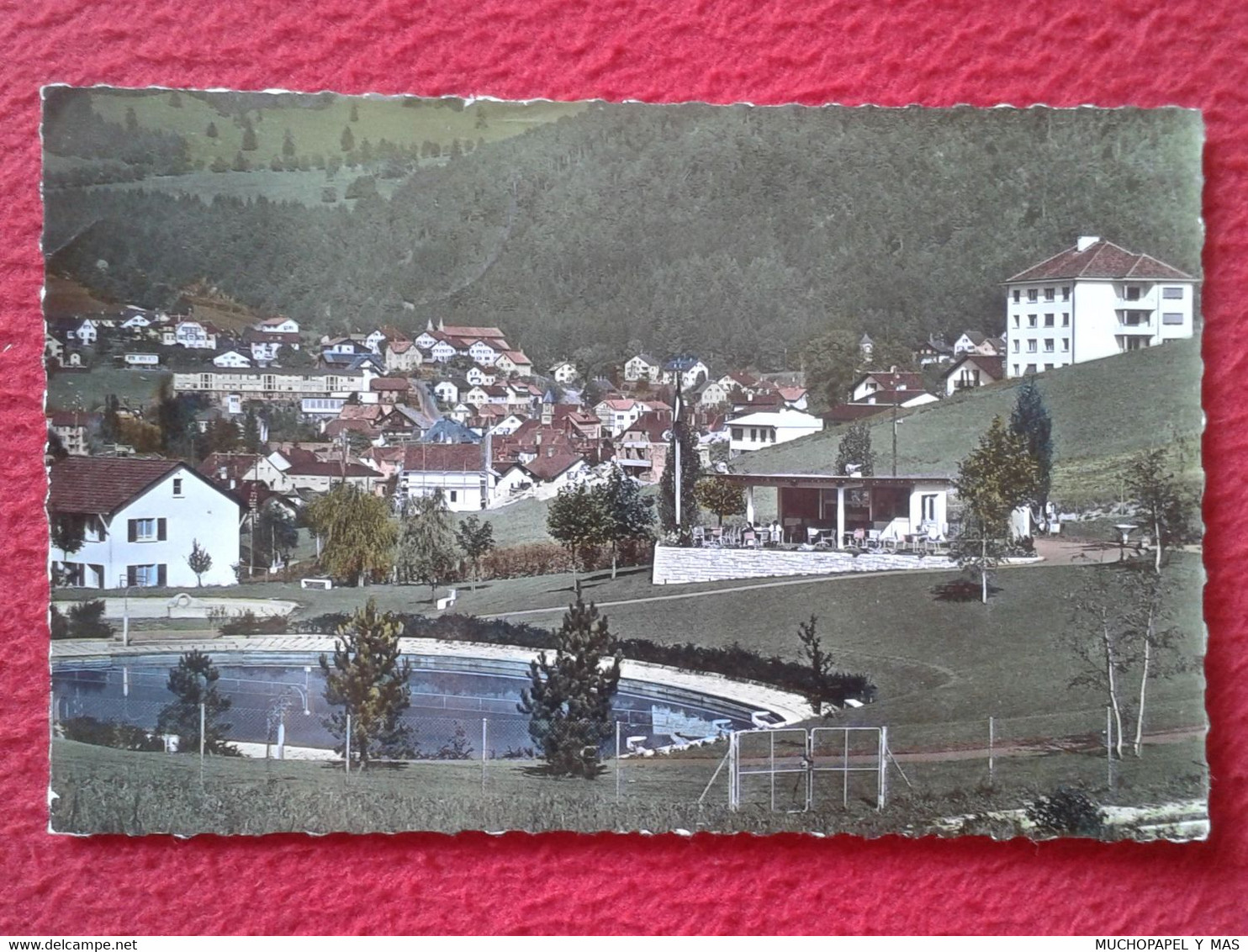 POSTAL KARTE POST CARD CARTE POSTALE SCHWEIZ SUIZA SUISSE SWITZERLAND MOUTIER LA PISCINA PISCINE POOL, WITH STAMPS...VER - Moutier