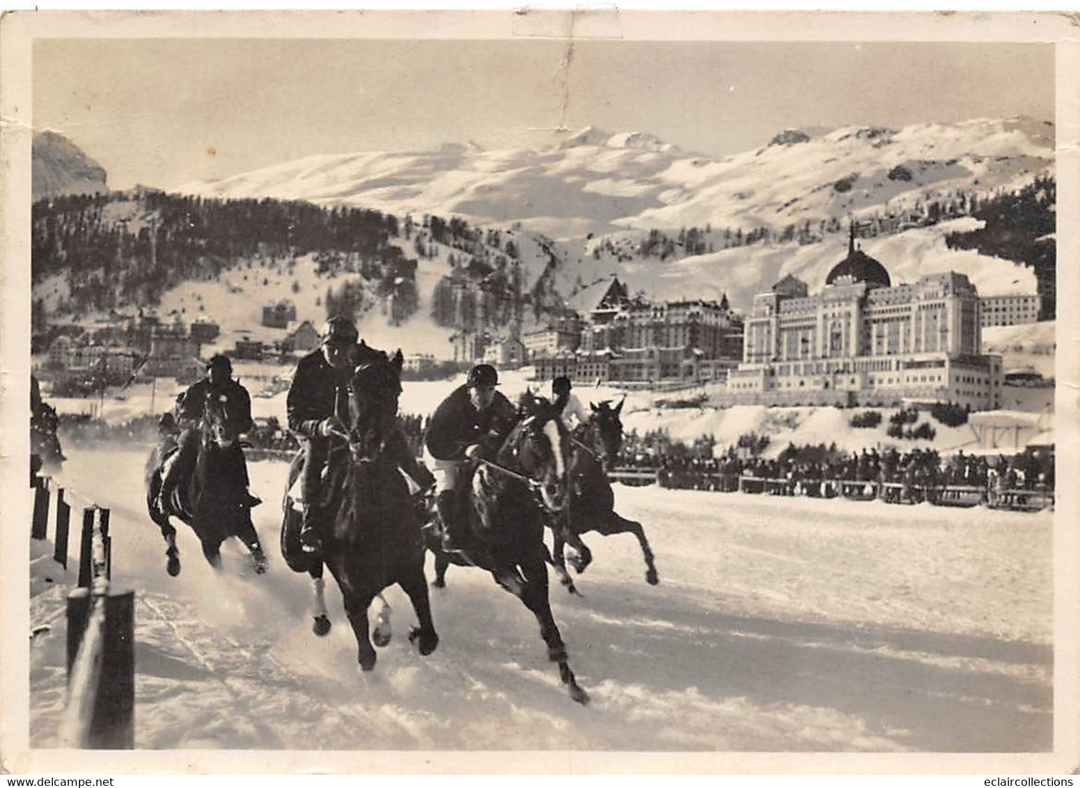 Saint Moritz      Suisse  .  Course De Chevaux Dans La Neige  1934      (voir Scan) - Sankt Moritz