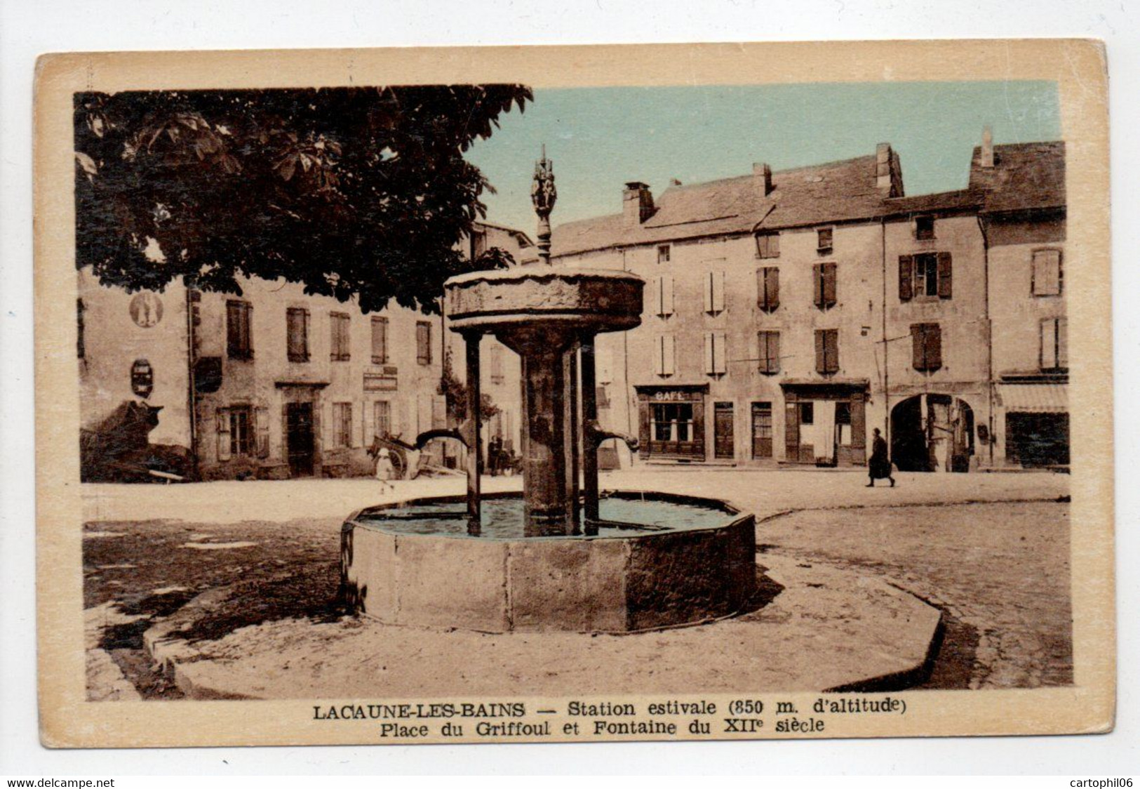 - CPA LACAUNE-LES-BAINS (81) - Place Du Griffoul Et Fontaine - Edition Rouanet - - Sonstige & Ohne Zuordnung