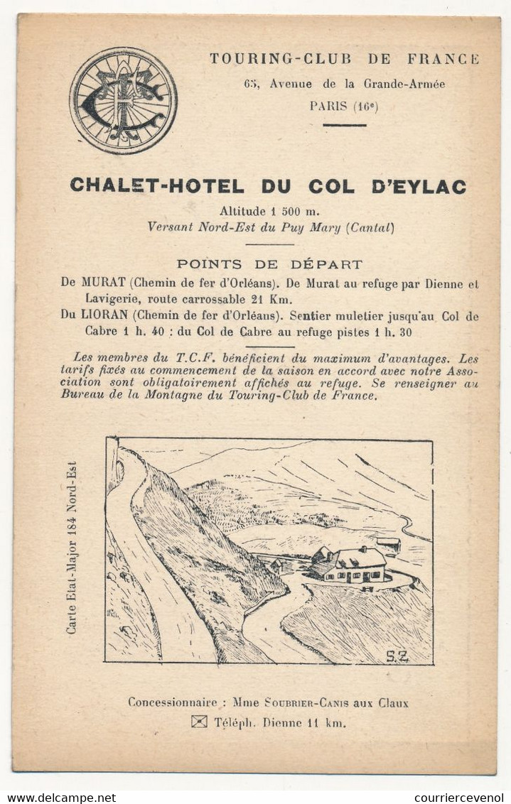 Fiche Descriptive - Puy Mary (Cantal)  - Touring Club De France - Chalet Hôtel Du Col D'Eylac - Geografia