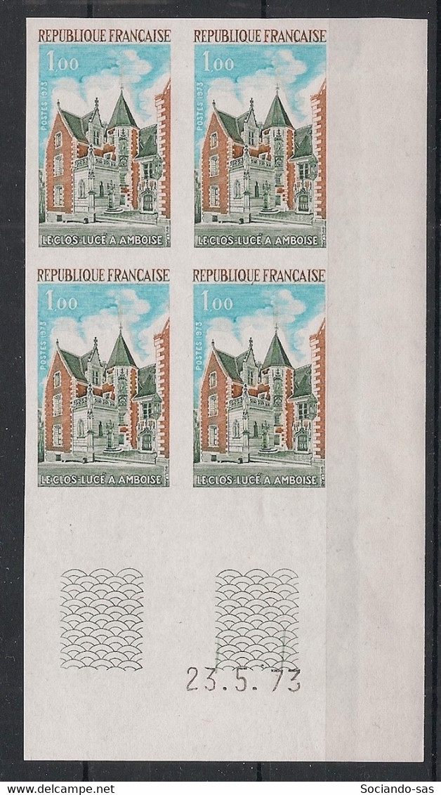 France - 1973 - N°Yv. 1759a - Clos Lucé - Bloc De 4 Coin Daté - Non Dentelé / Imperf. - Neuf Luxe ** / MNH / Postfrisch - Unused Stamps