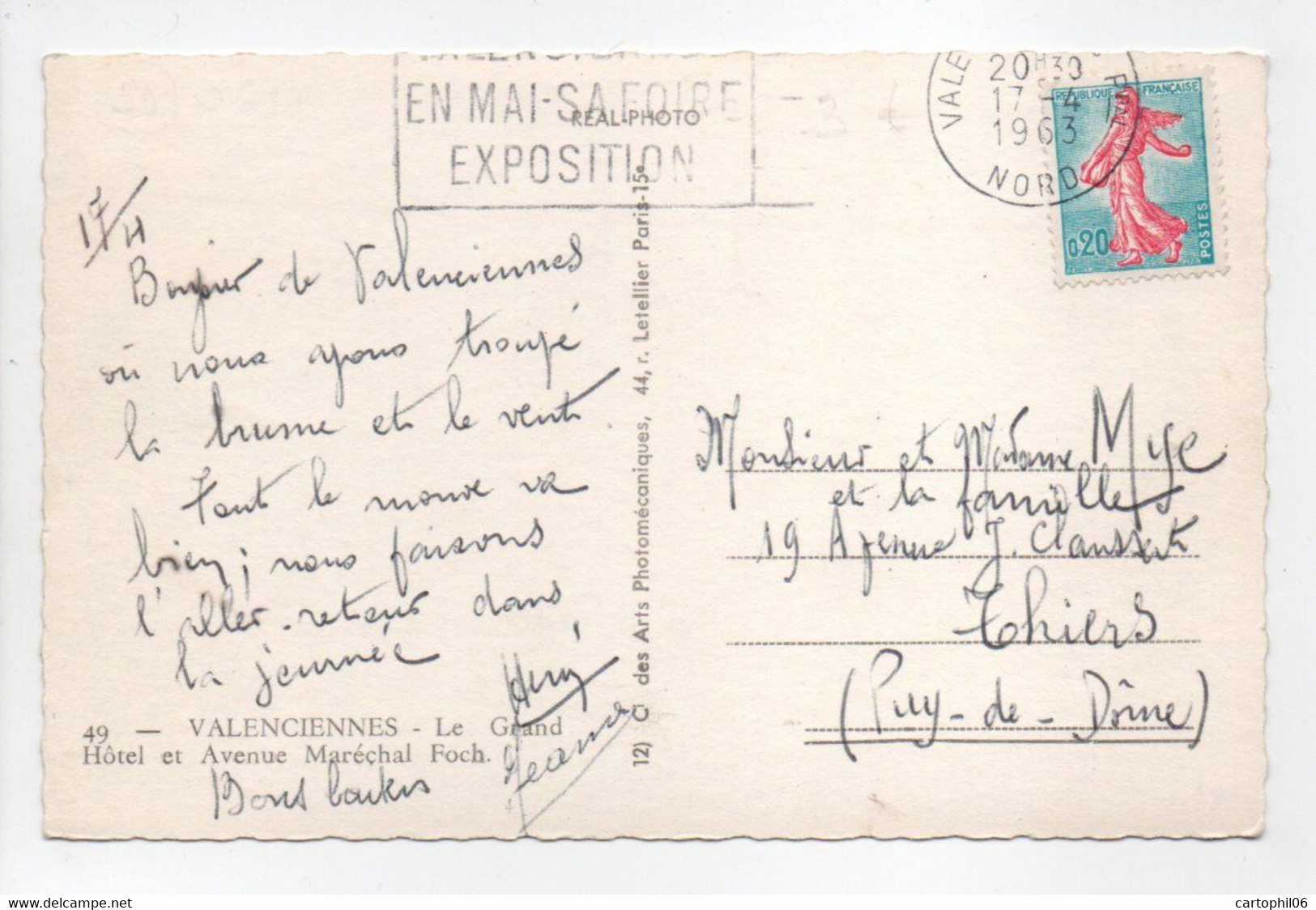 - CPSM VALENCIENNES (59) - Le Grand Hôtel Et Avenue Maréchal Foch 1963 - Photo CAP N° 49 - - Valenciennes