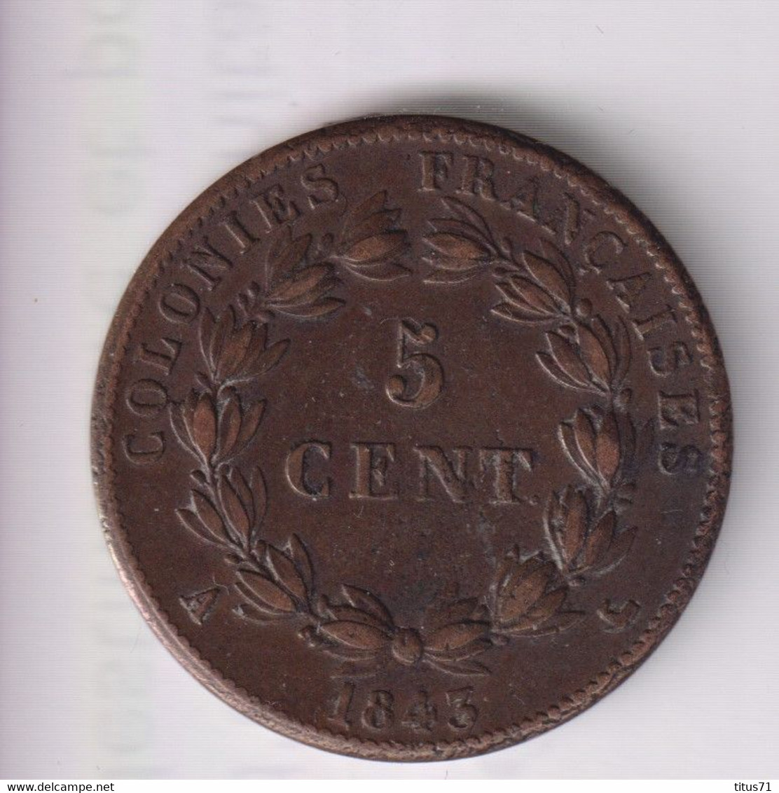 5 Centimes France Pour Les Colonies 1843 A - Louis Philippe 1er - TTB+ - Französische Kolonien (1817-1844)